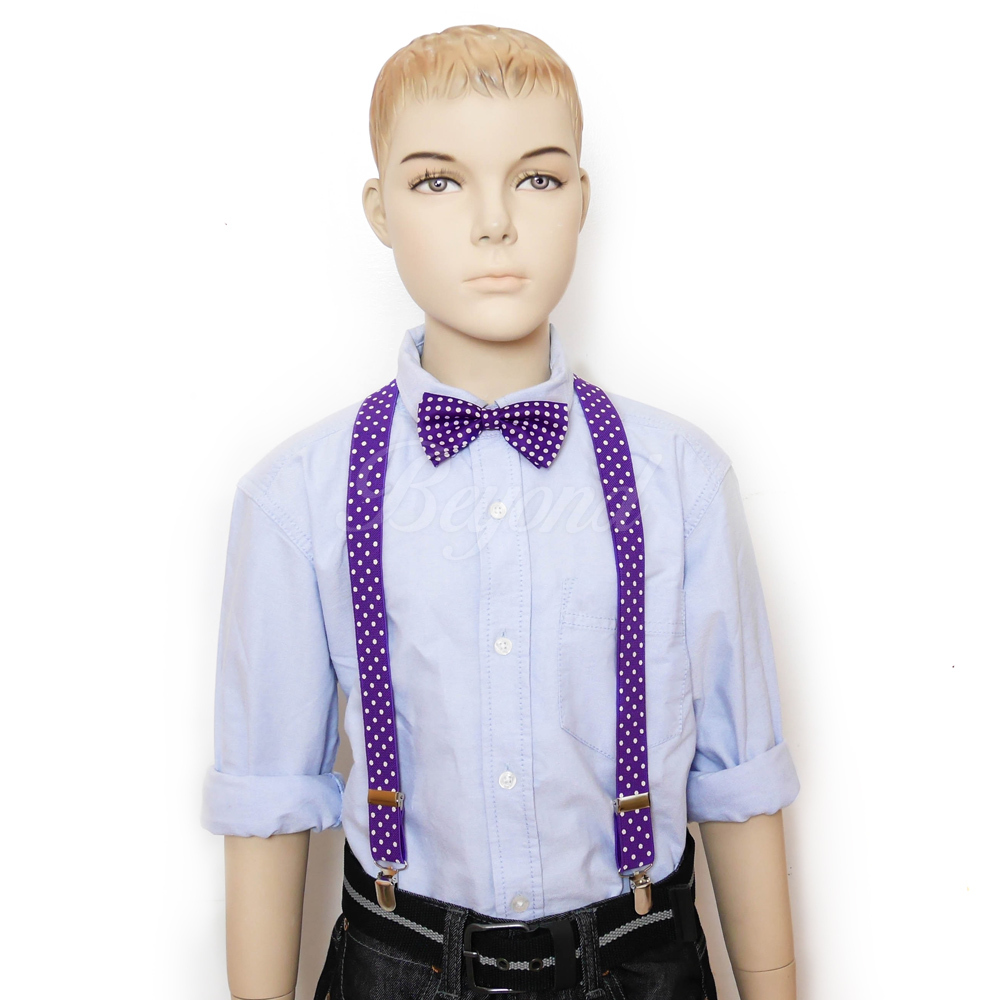 Children Kids Boys Girls Suspender & Bowtie Matching Colors Set NEW