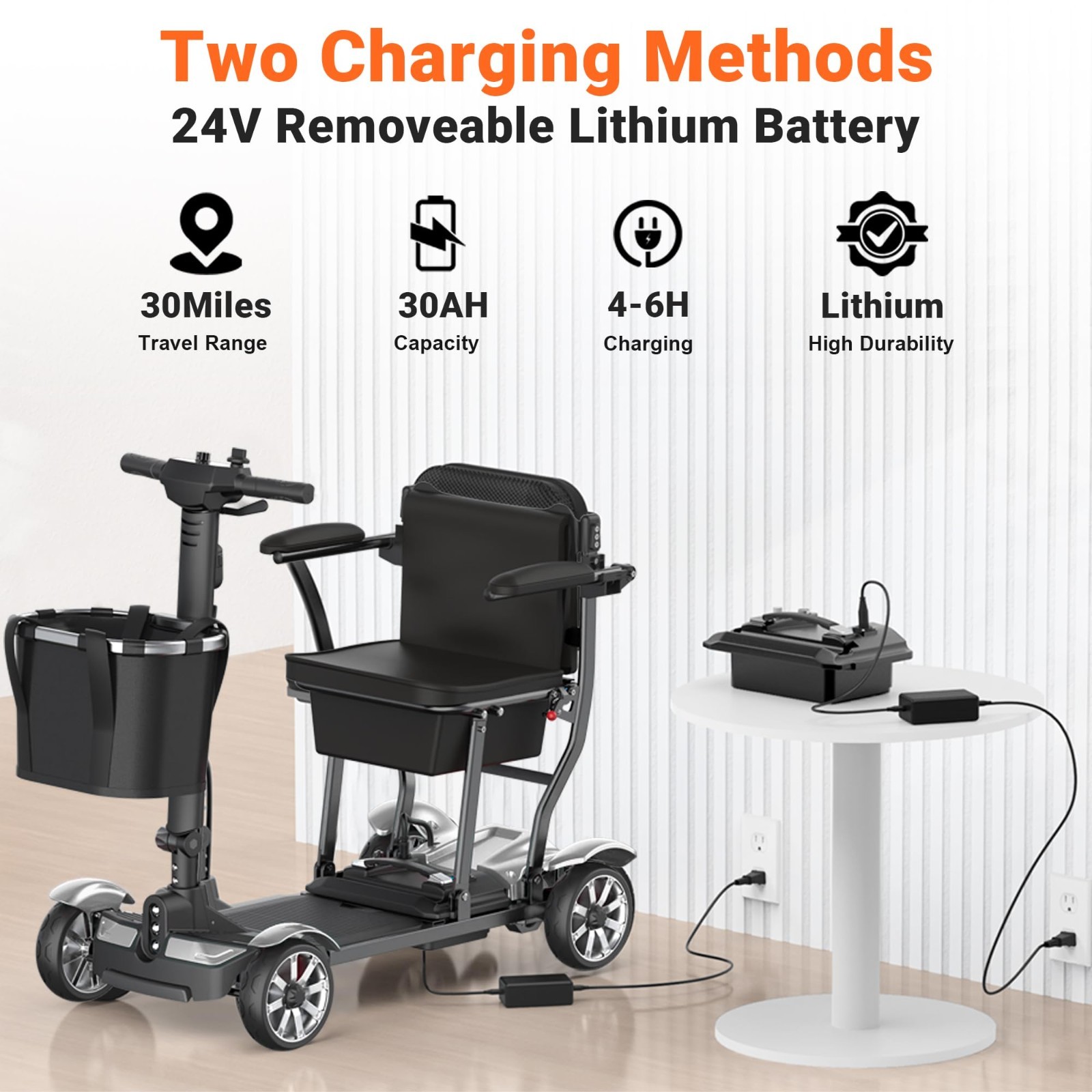 38LBS Foldable 4 Wheel Mobility Scooter for Seniors Lightweight Airline Approved