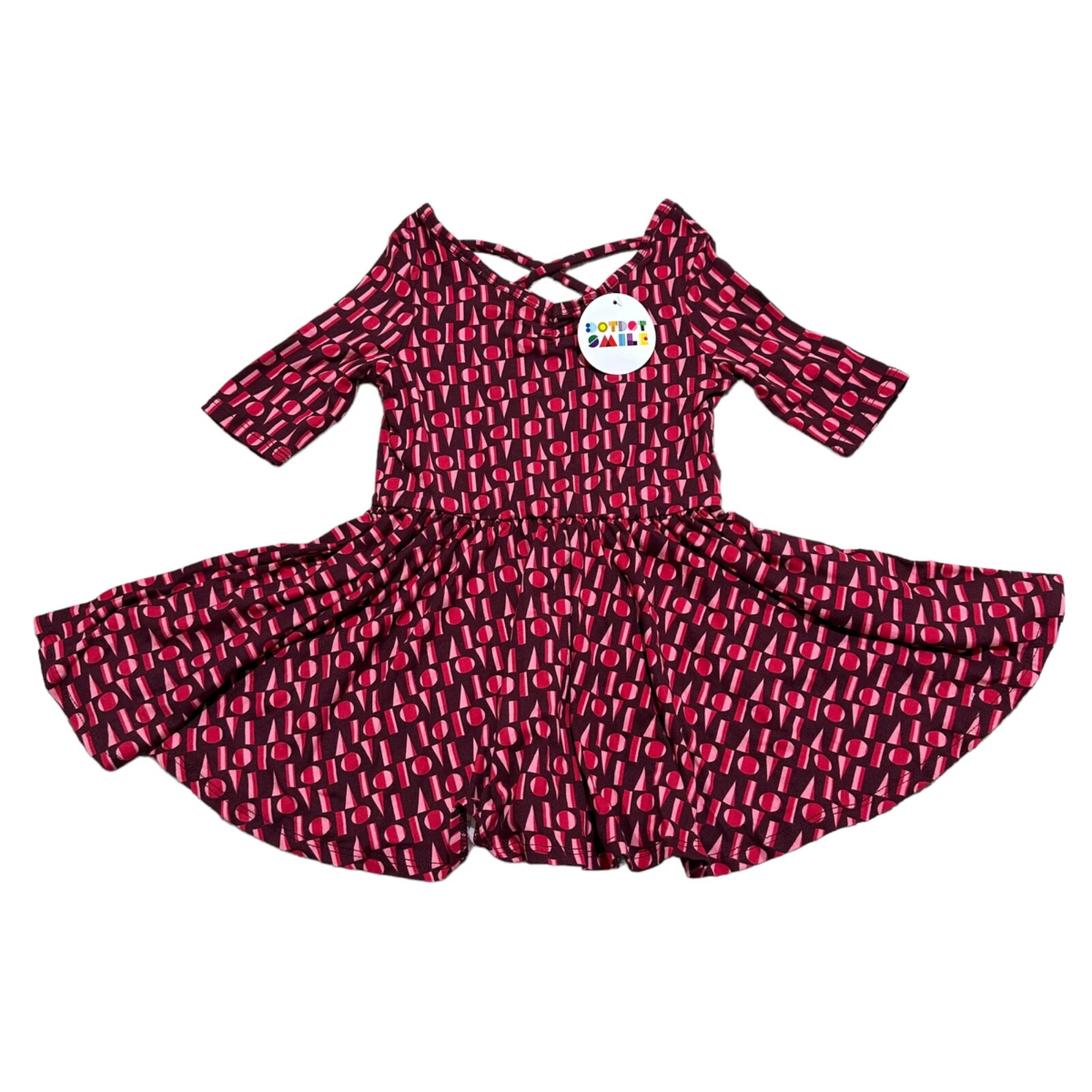 Dot Dot Smile NWT Girl’s Size 3/4 Red Geometric Print Ballerina Twirl Dress