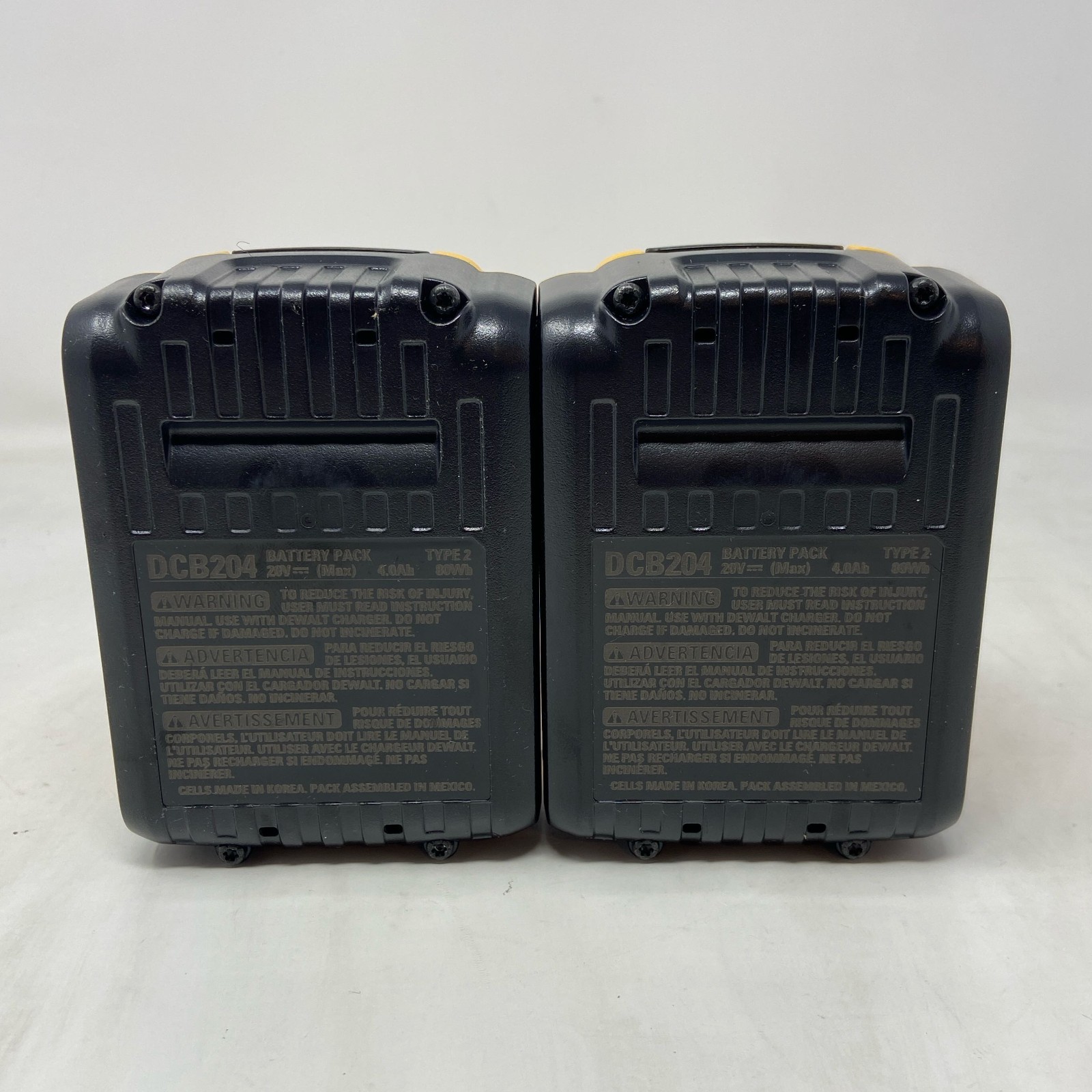 DEWALT XR 20V MAX 4.0Ah Lithium-Ion Batteries DCB204 2-Pack - Yellow/Black