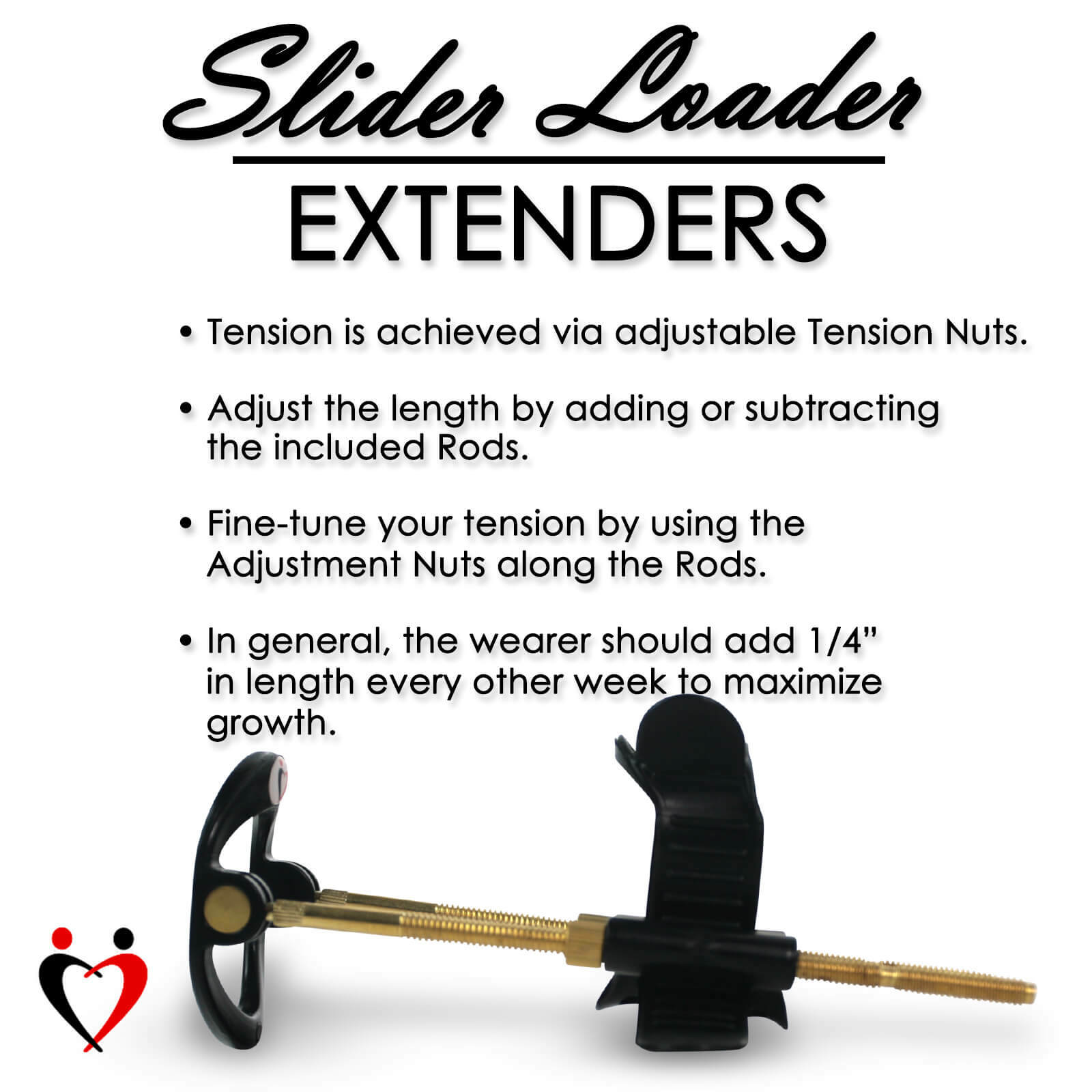 LeLuv SLIDER Penis Extender Stretcher Threaded Rods Adjustable Length Enlarger