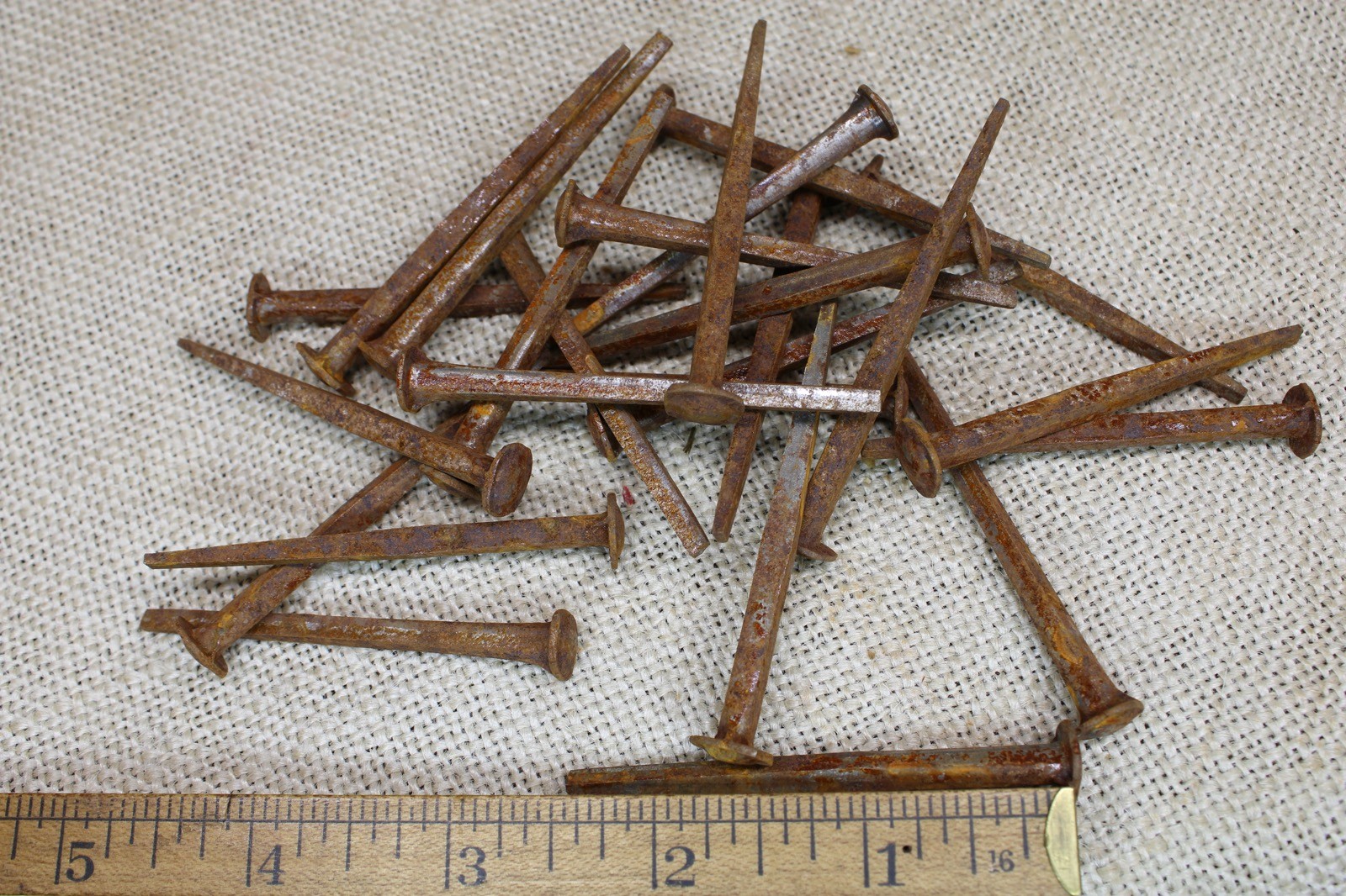 Old 2 1/2" Square 25 Nails Button Rose Head Round Domed Rustic Vintage Rusty
