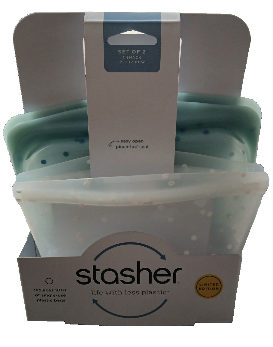 STASHER Silicone Reusable Sandwich Storage Bag - - NEW