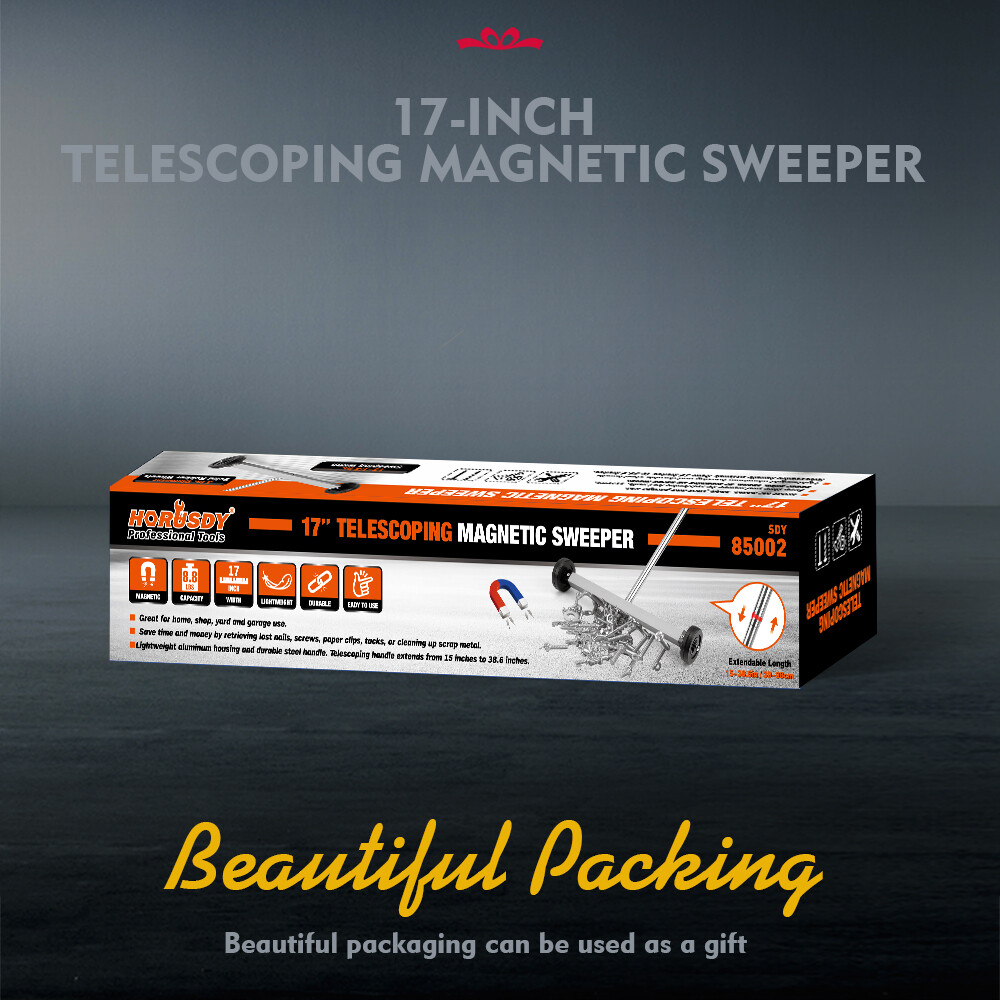 17" Rolling Magnetic Sweeper Picks up Tools Nails Screws Clips Garage Shop Yard