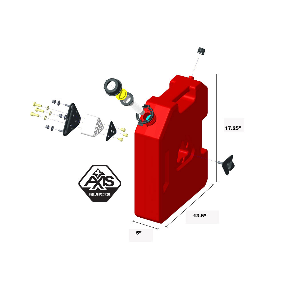 3 GALLON JERRY CAN W/MOUNTING BRACKET OUTDOOR VEHICLE JEEPS Overland Axis