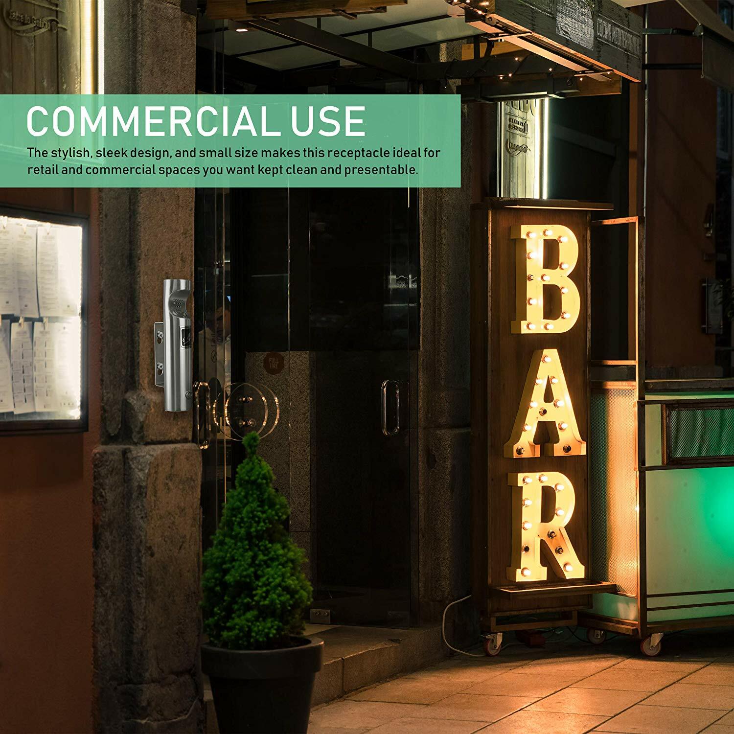 Elitra Wall Mounted Outdoor Stainless Steel Cigarette Butt Receptacle - Silver