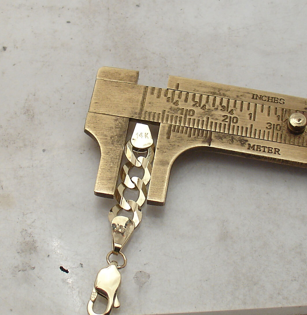 7mm Curb Cuban Link Chain Necklace Bracelet Extender REAL Solid 14K Yellow Gold