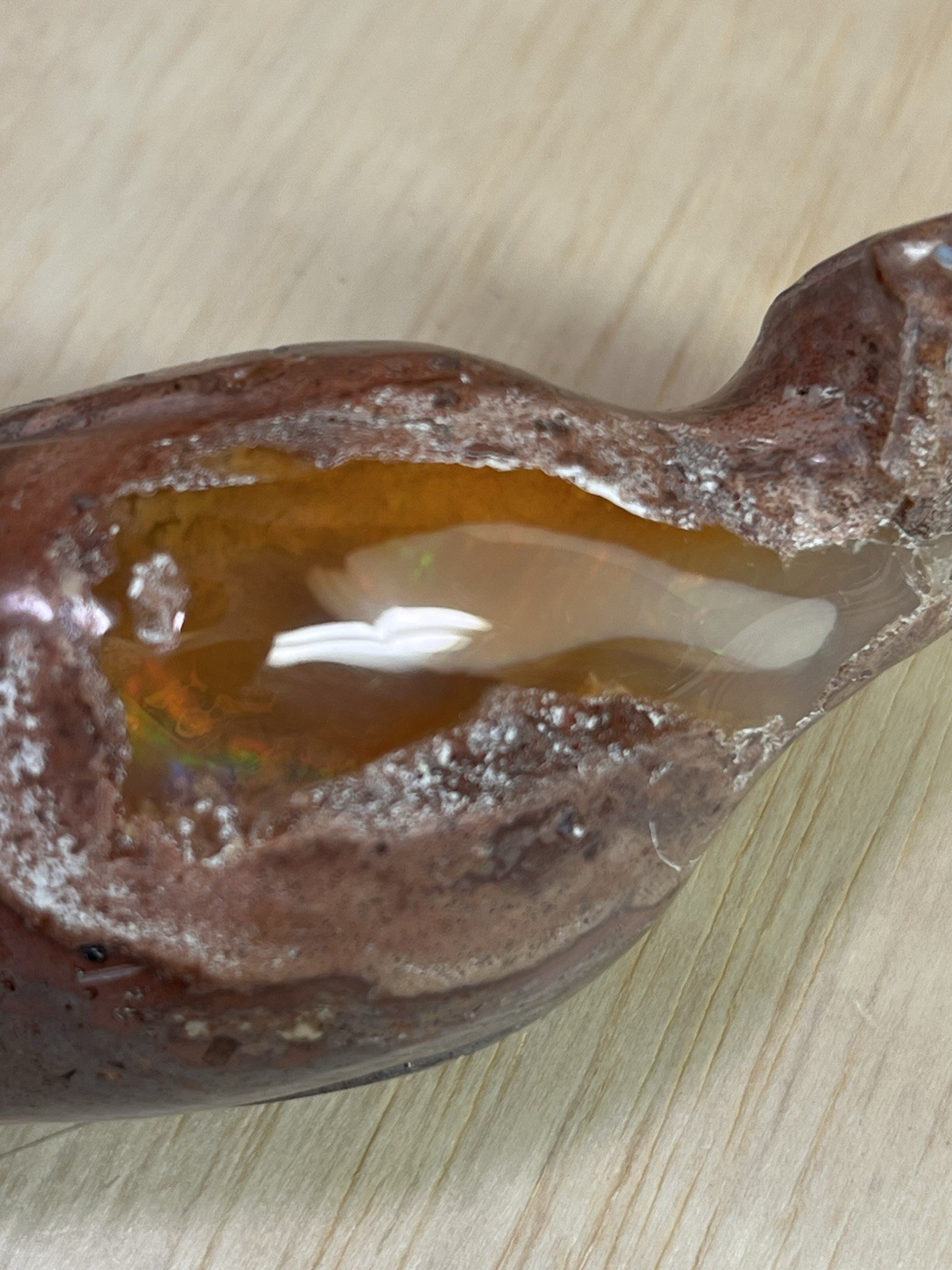 Carved Eagle in Stone Natural Matrix Fire Opal