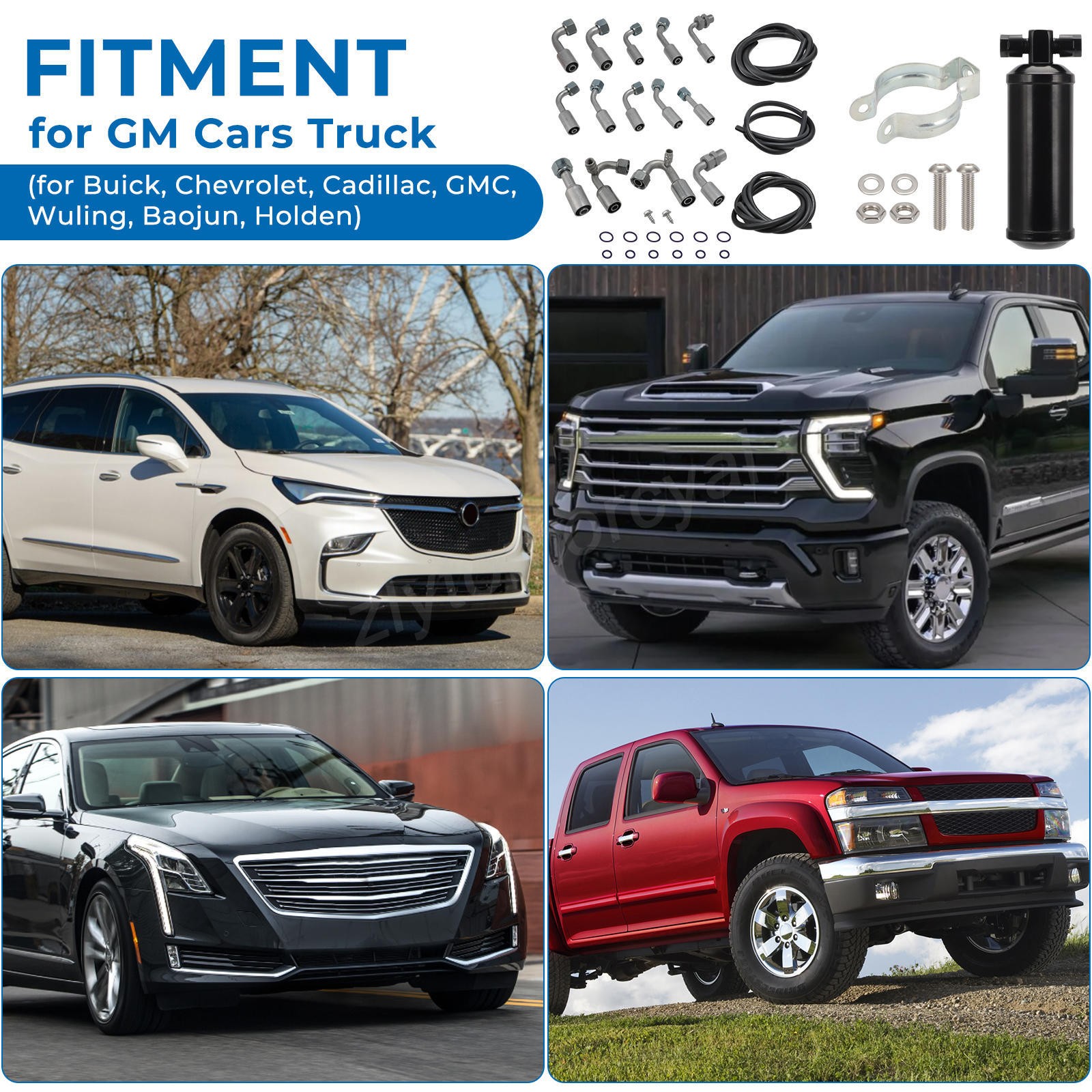 Universal 134a Air Conditioning A/C Extended Length Hose Line Kit Fittings Drier