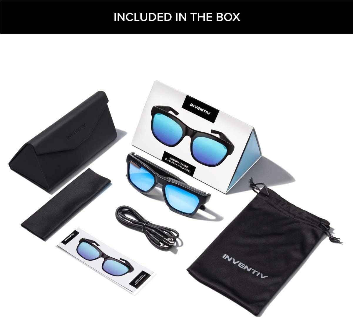 Inventiv Bluetooth Sunglasses Open Ear Headphones Music Hands-Free Calling