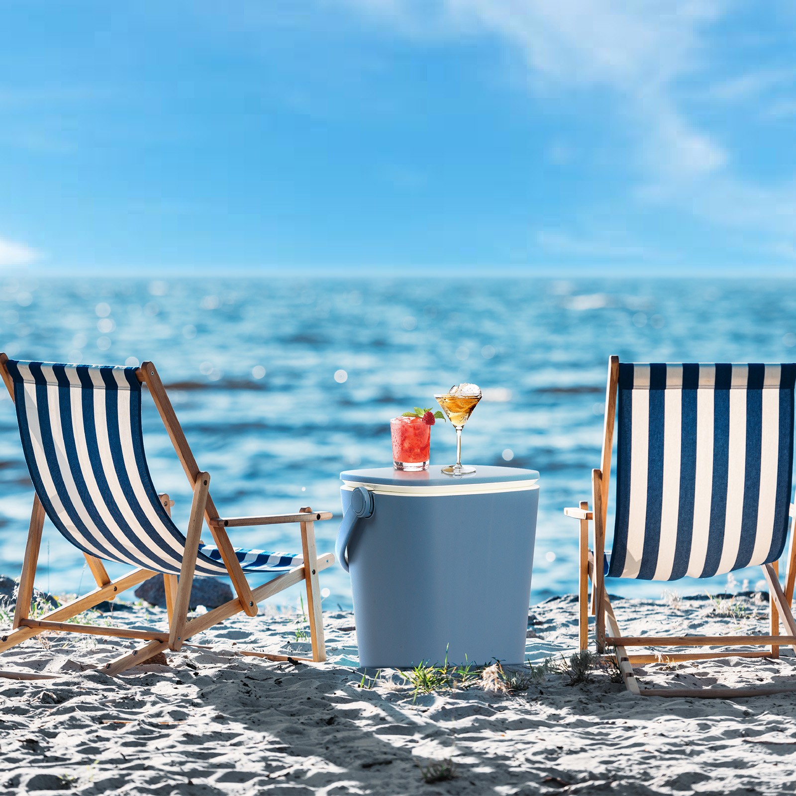 4 Gallon Portable Outdoor Cooler Side Table with Handle, Bottle Opener, Lift Top