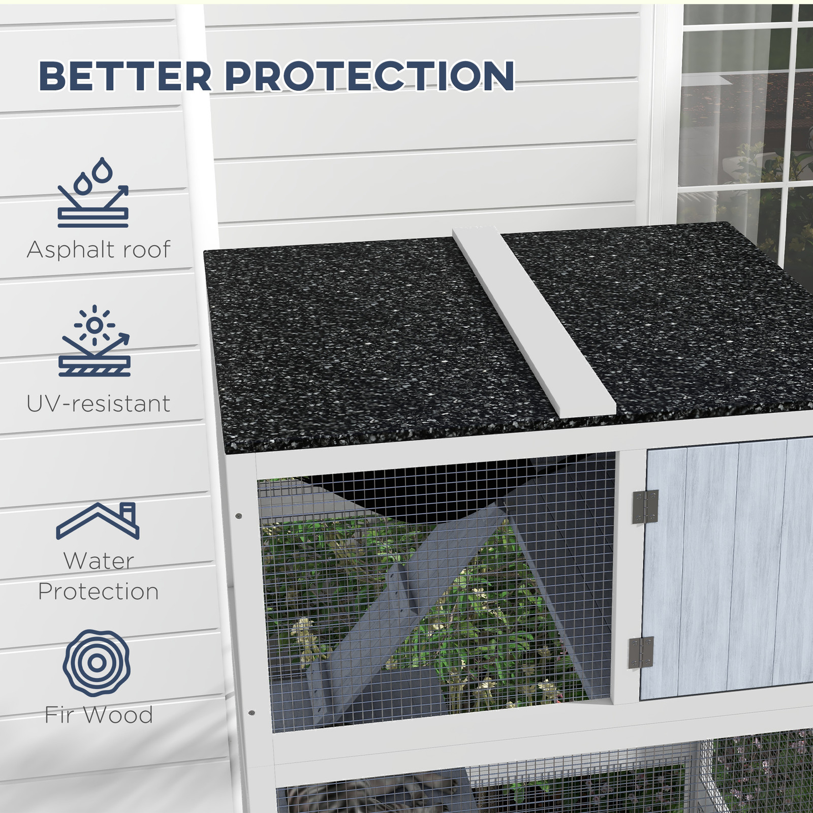 Catio, Outdoor Cat Enclosure House on Wheels with Hammock, Gray