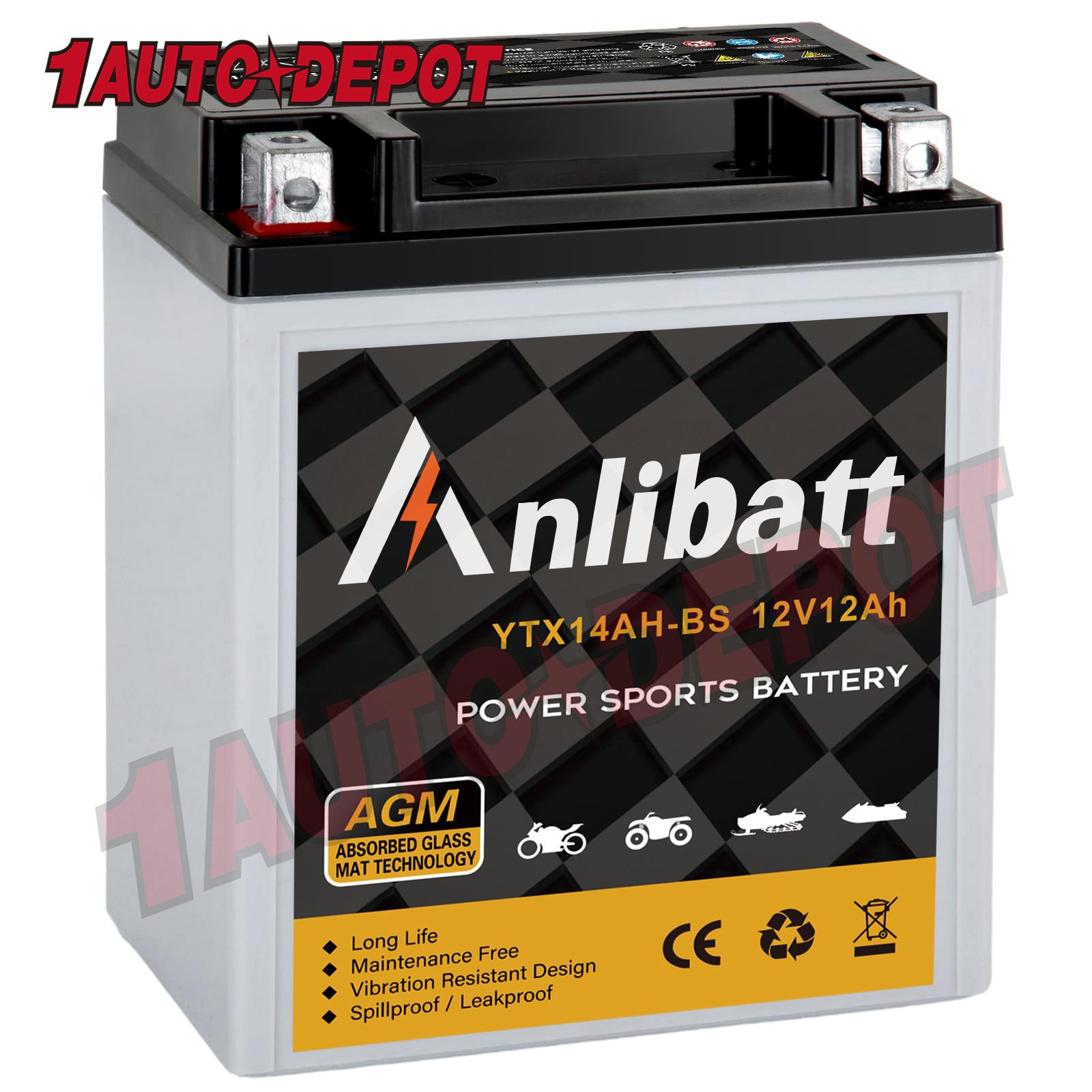 YTX14AH-BS 12V 12Ah Battery, Rechargeable Sealed AGM Battery Maintenance Free