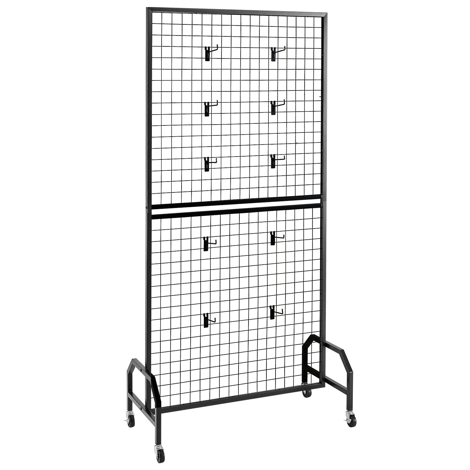 Uimoso 2-Pack Grid Wall Panels 2.9 x 5.9ft Wire Display Rack with Wheels & Hooks