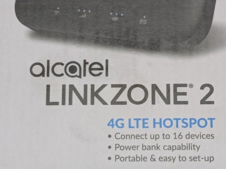 Alcatel Linkzone 2 4G LTE Hotspot Portable Wi-Fi 16 Device 4400 mAh Black Sealed