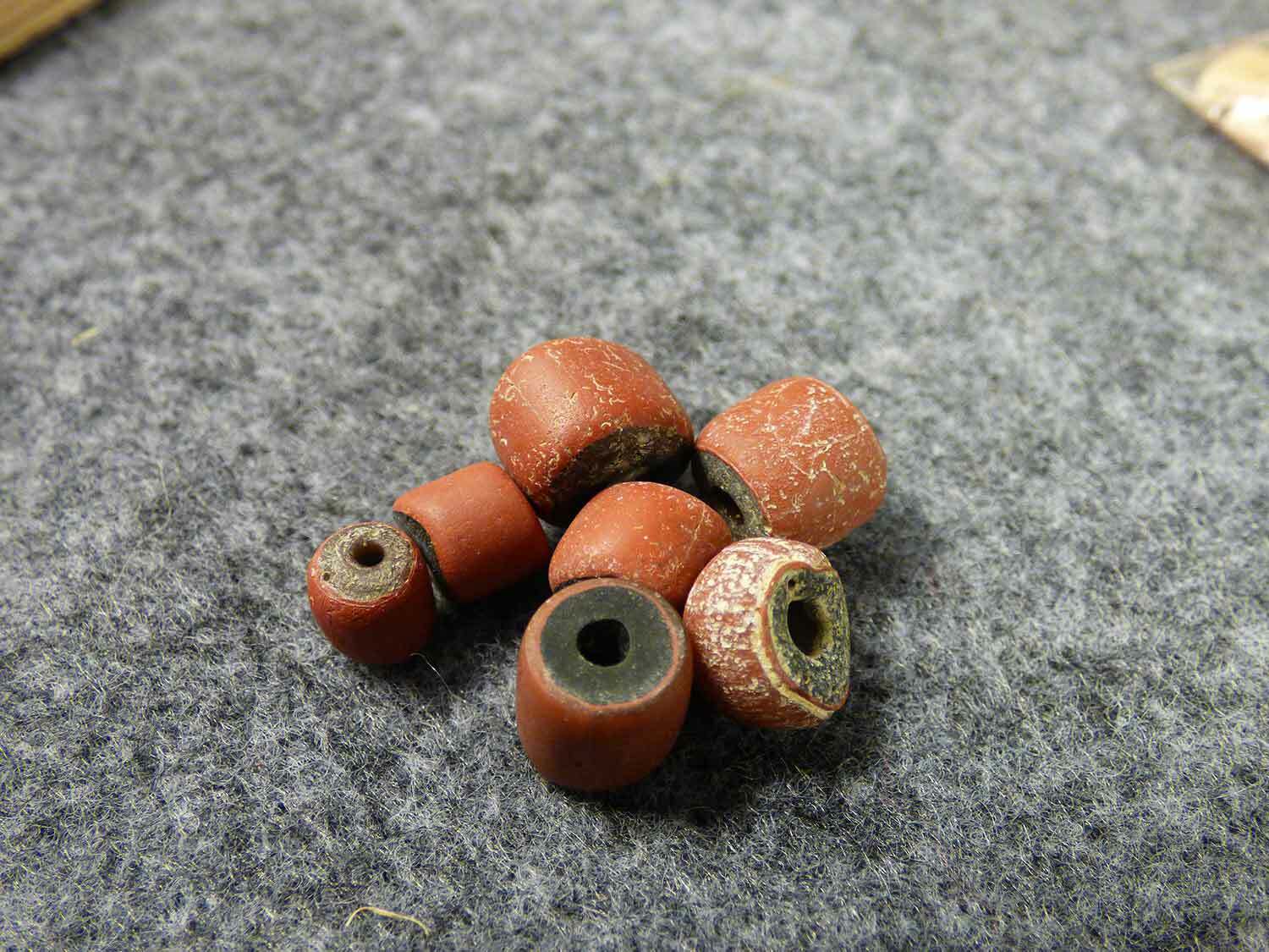 7 Huron Indian Hudson's Bay Company Trade Beads Green Hearts Trade Beads 1700's