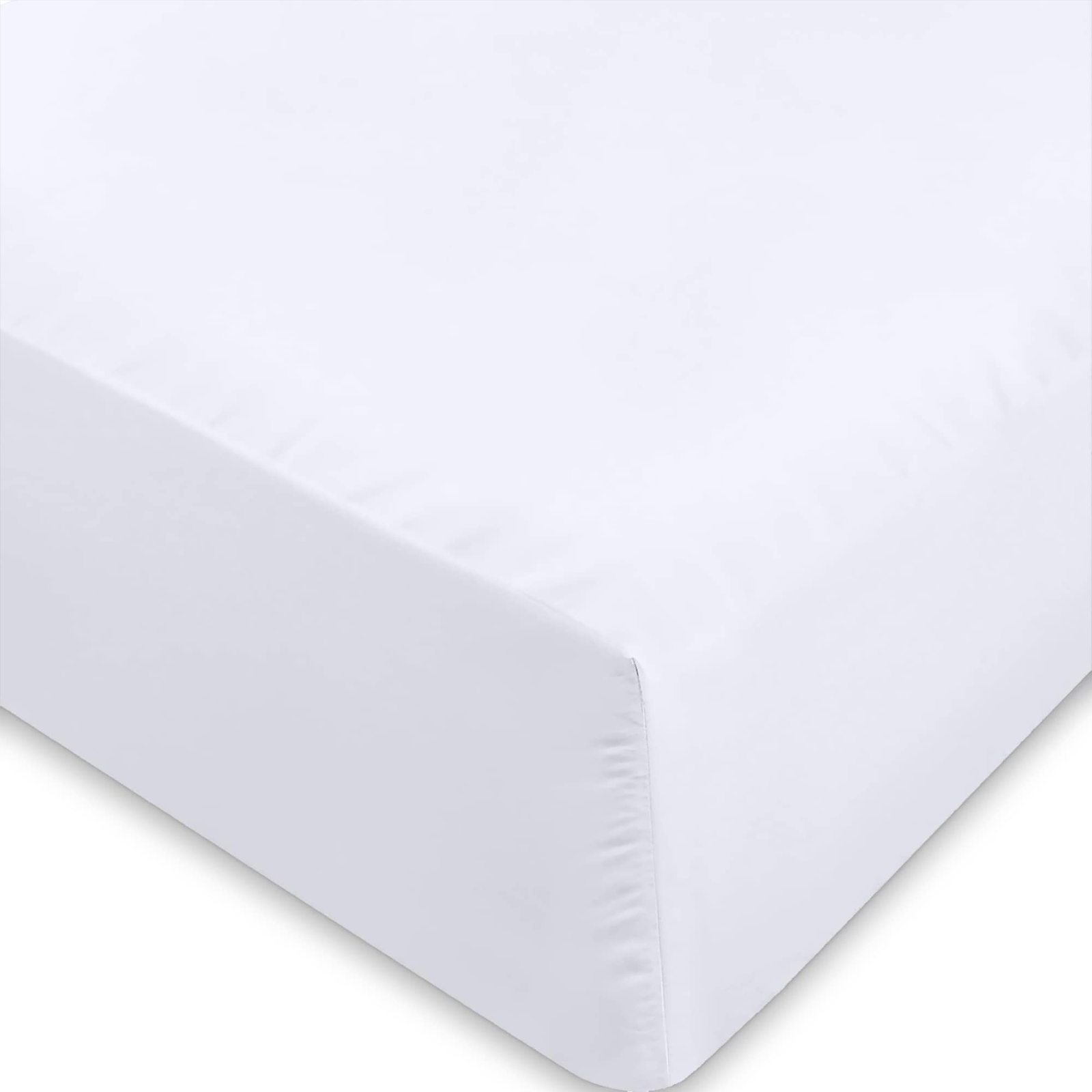 White Fitted Sheet, Hotel Quality Deep Pocket White Sheets, 1 Soft Poly-Cotton