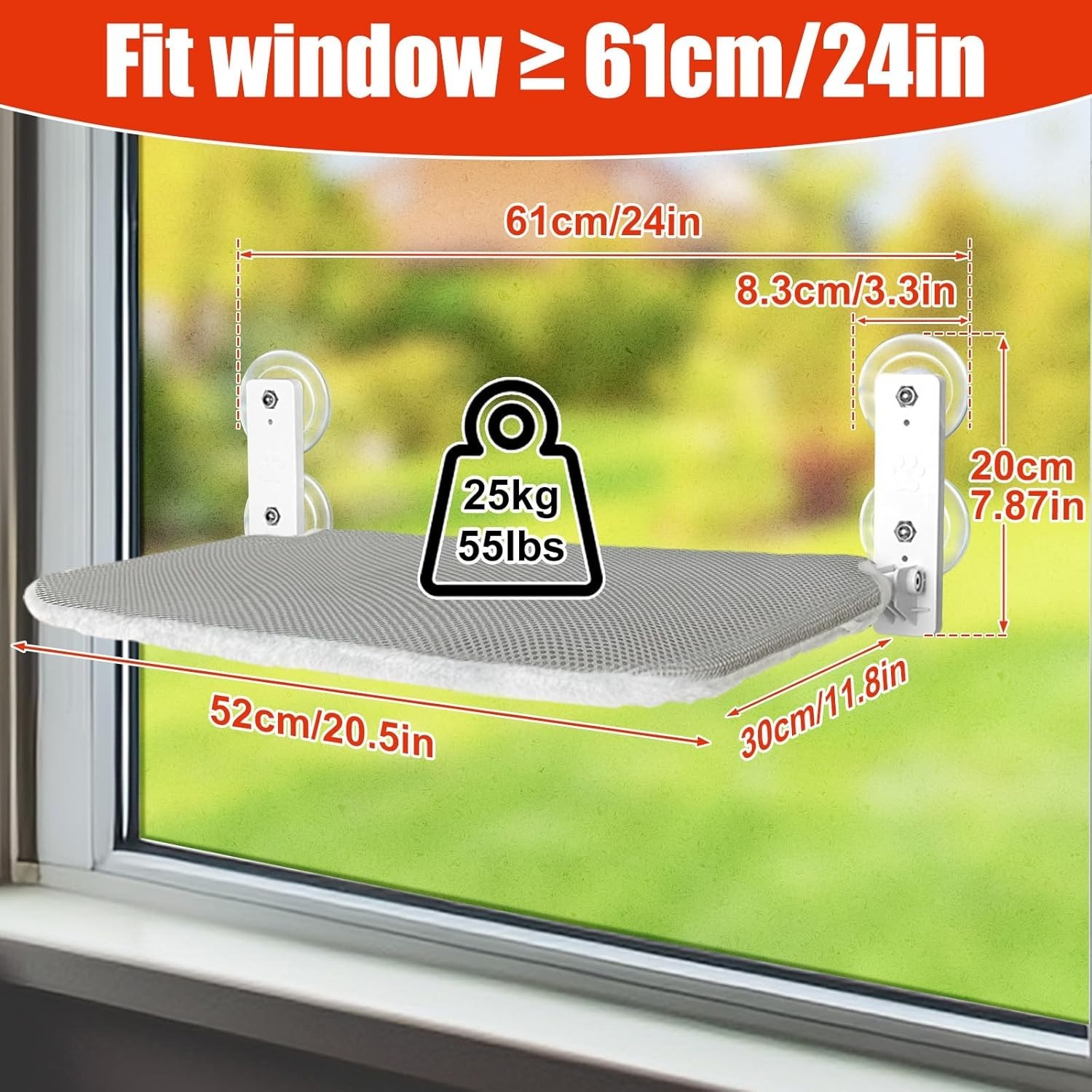 Foldable Cat Window Hammock Perch - Cordless Lounger for Indoor Cats, M Size
