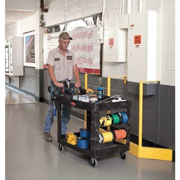 Rubbermaid Commercial Fg452500bla Utility Cart With Deep Lipped & Flush Plastic