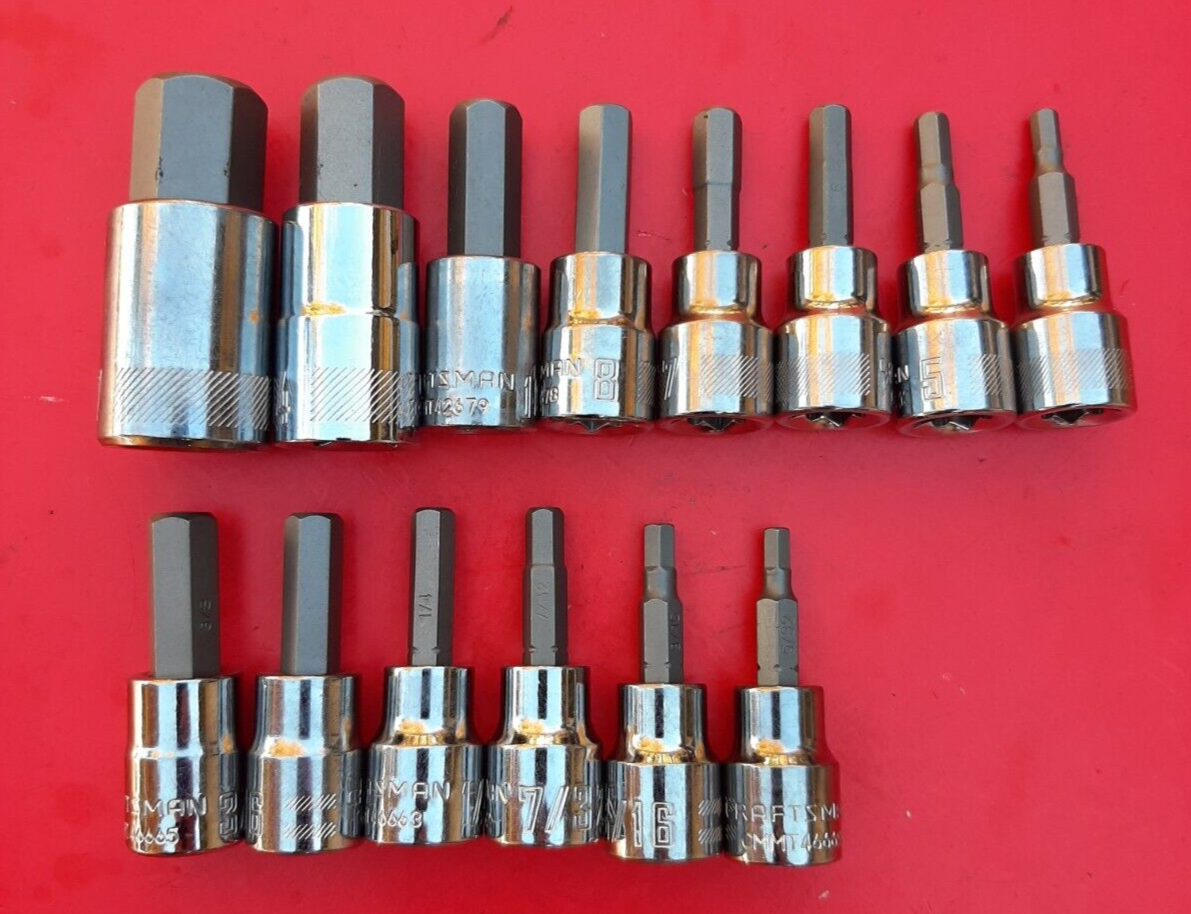 NEW CRAFTSMAN 14 Piece SAE METRIC Hex Allen Key Bit Socket Driver Set
