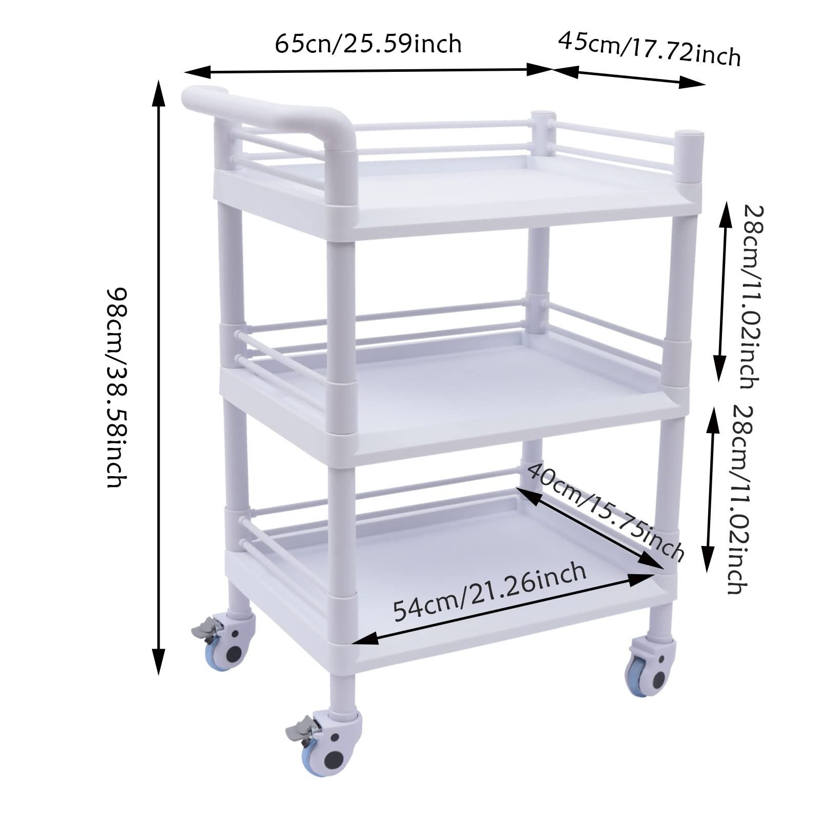 3 Tier Rolling Cart, Kitchen Storage Utility Cart
