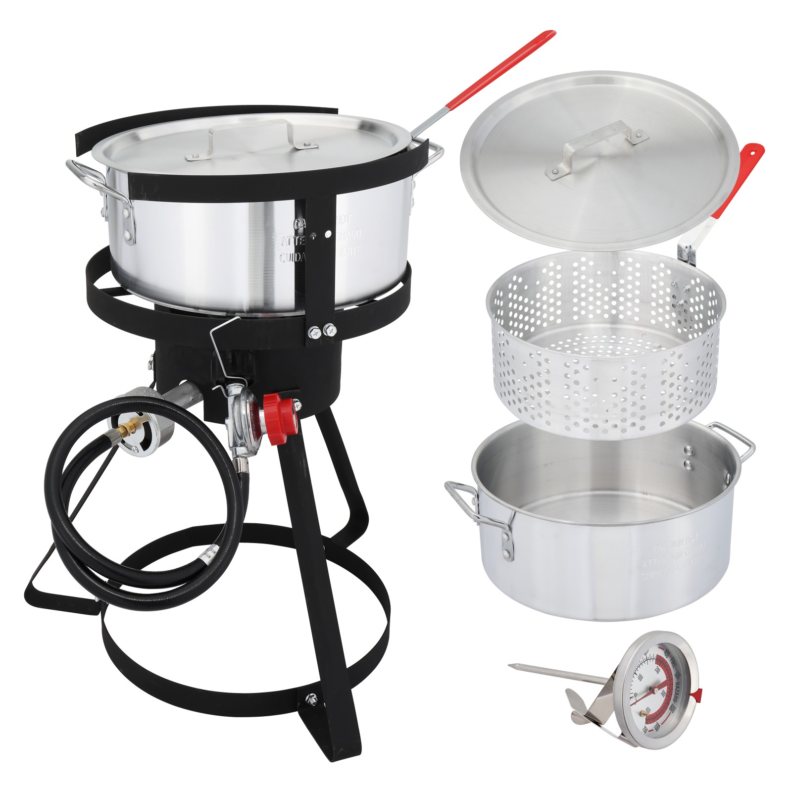 Propane 10 Qt. Fish Fryer Boiler Steamer Set 55,000 BTU Burner Outdoor Seafood