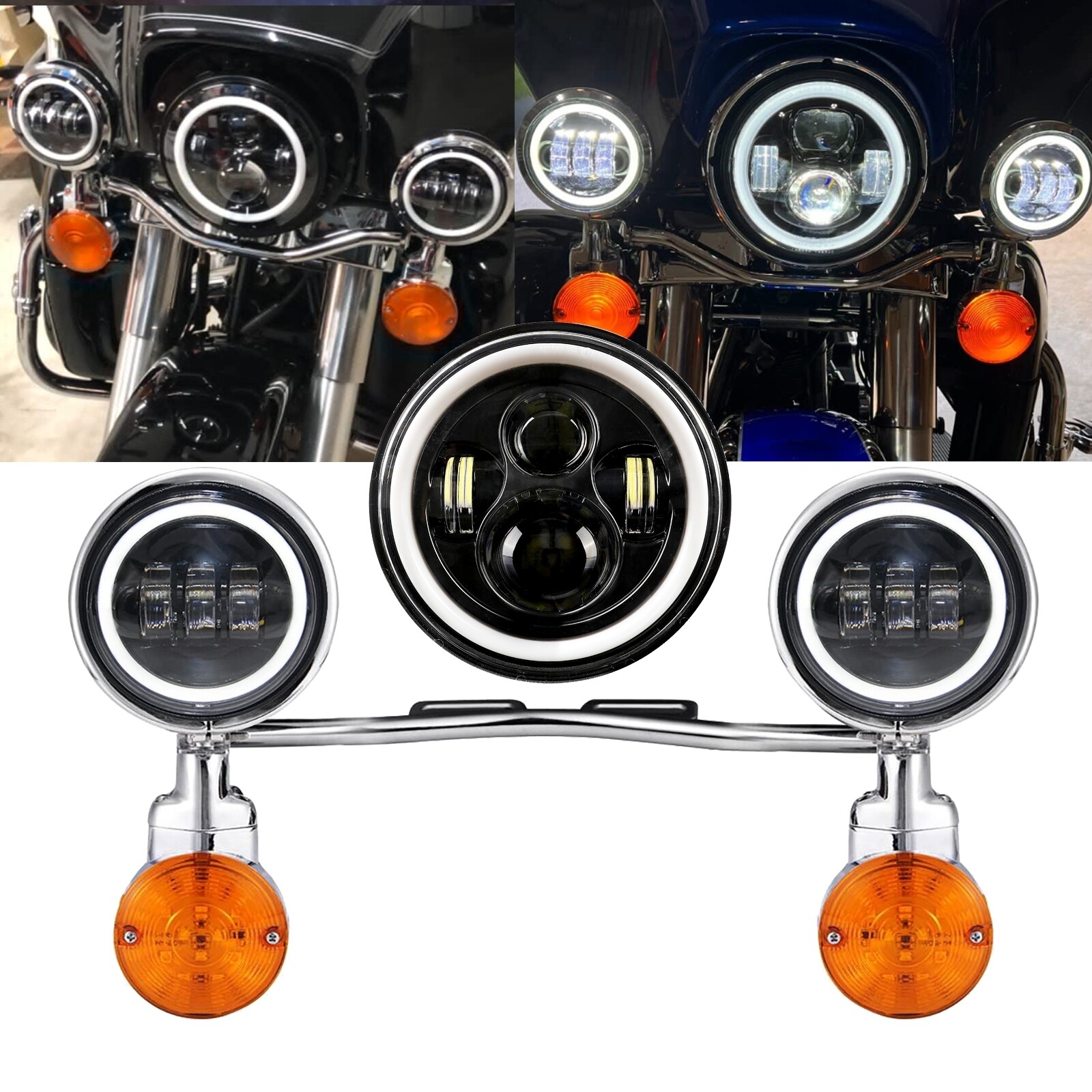 7" LED Headlight + Passing Lights  For Honda Shadow ACE Spirit VT 750 1100 VTX