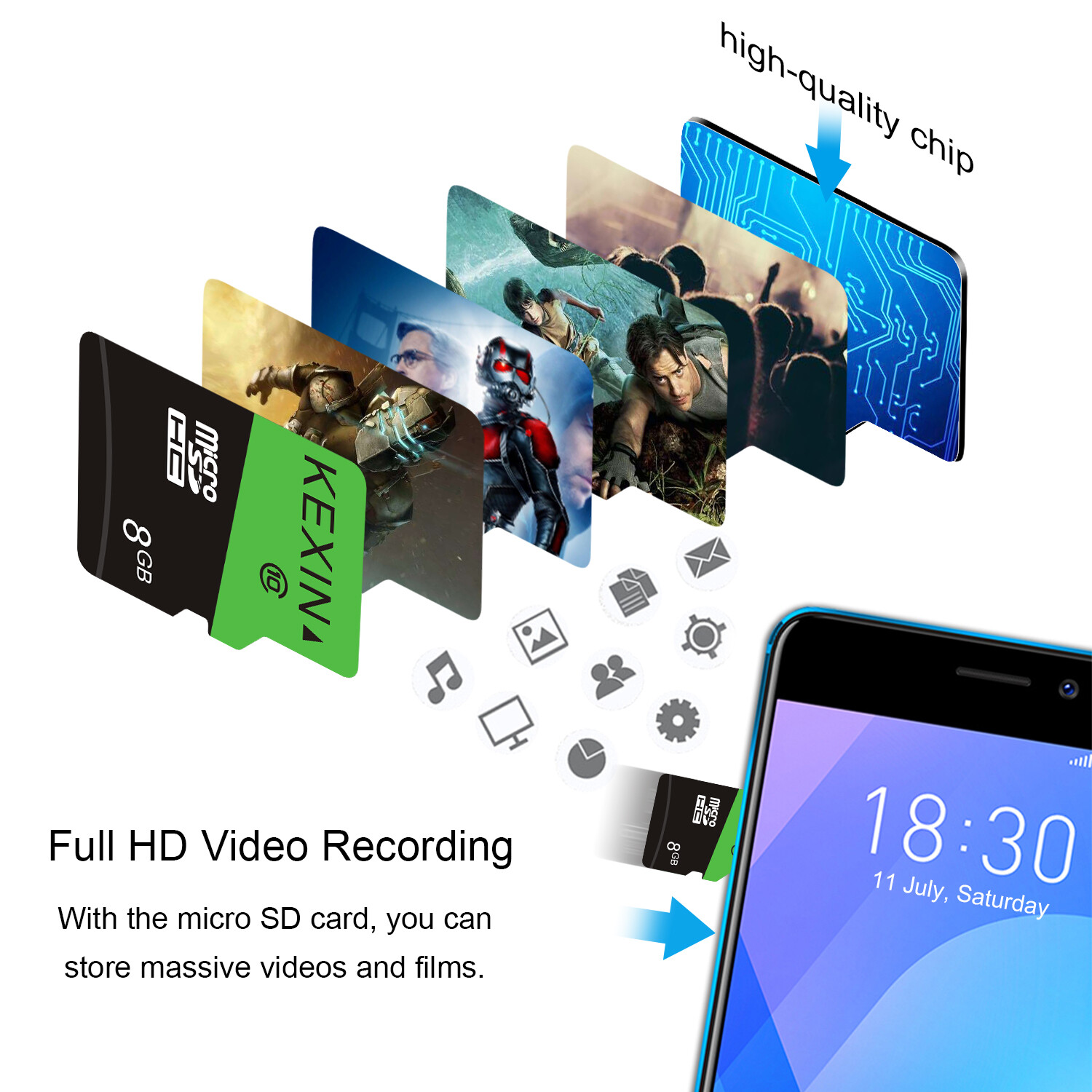 KEXIN 8GB Micro SD Card microSDHC Memory Card UHS-I C10 Micro SD Card Wholesale