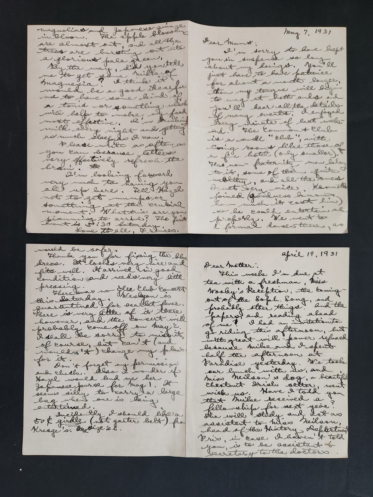 1920s antique LETTER LOT mineola ny FRANCES WHITTY from MOUNT HOLYOKE COLLEGE