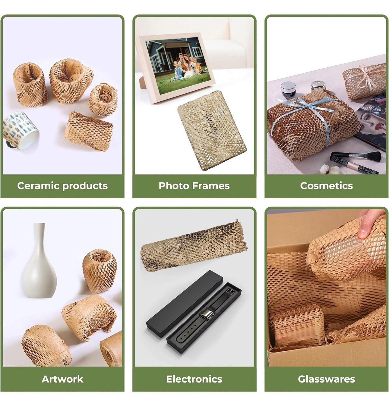 Honeycomb Packing Supplies Paper Wrap 15 X 250ft w/ 60 Fragile Sticker Labels