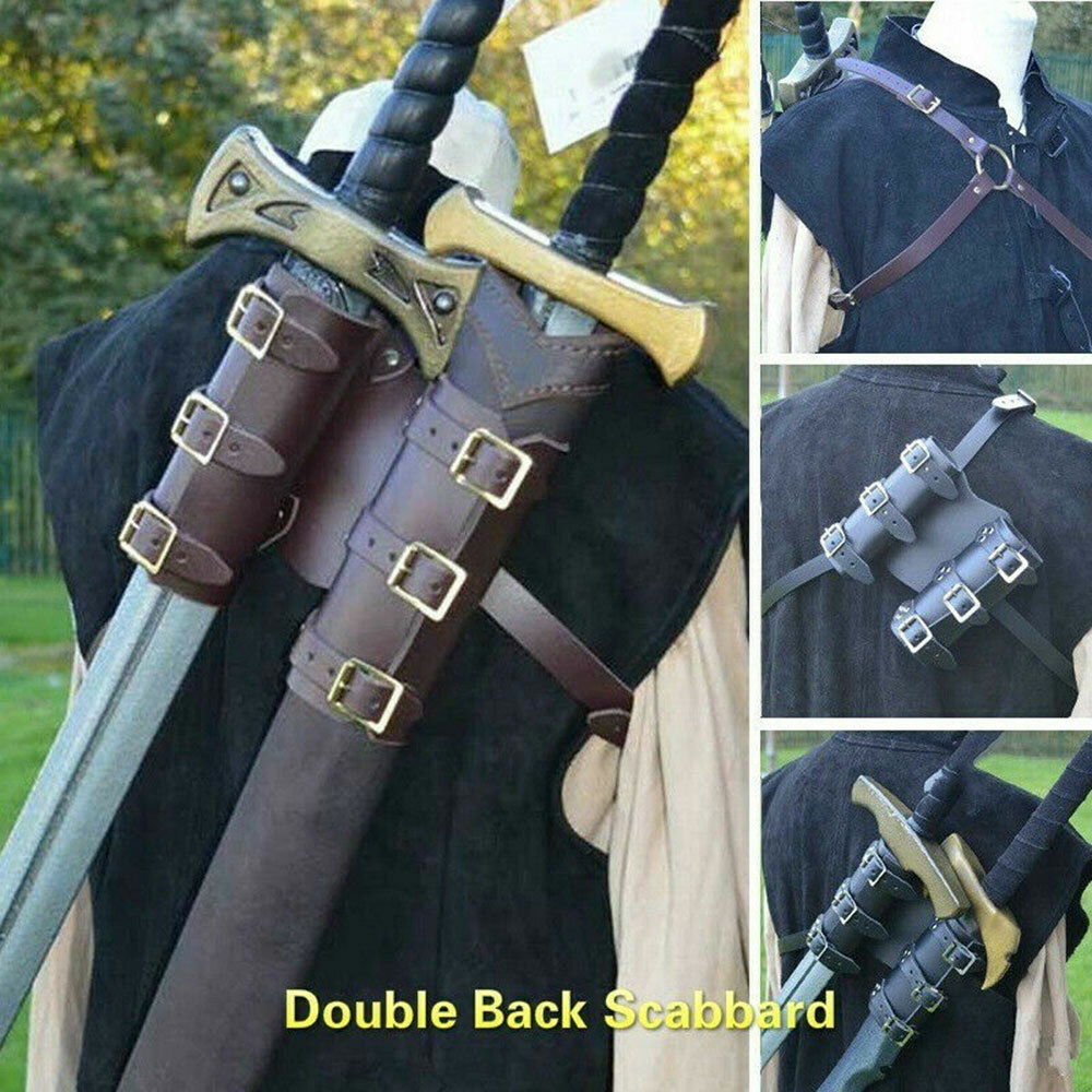 Medieval Style Sword Back Sheath Scabbard Warrior Holder One/Double Shoulders