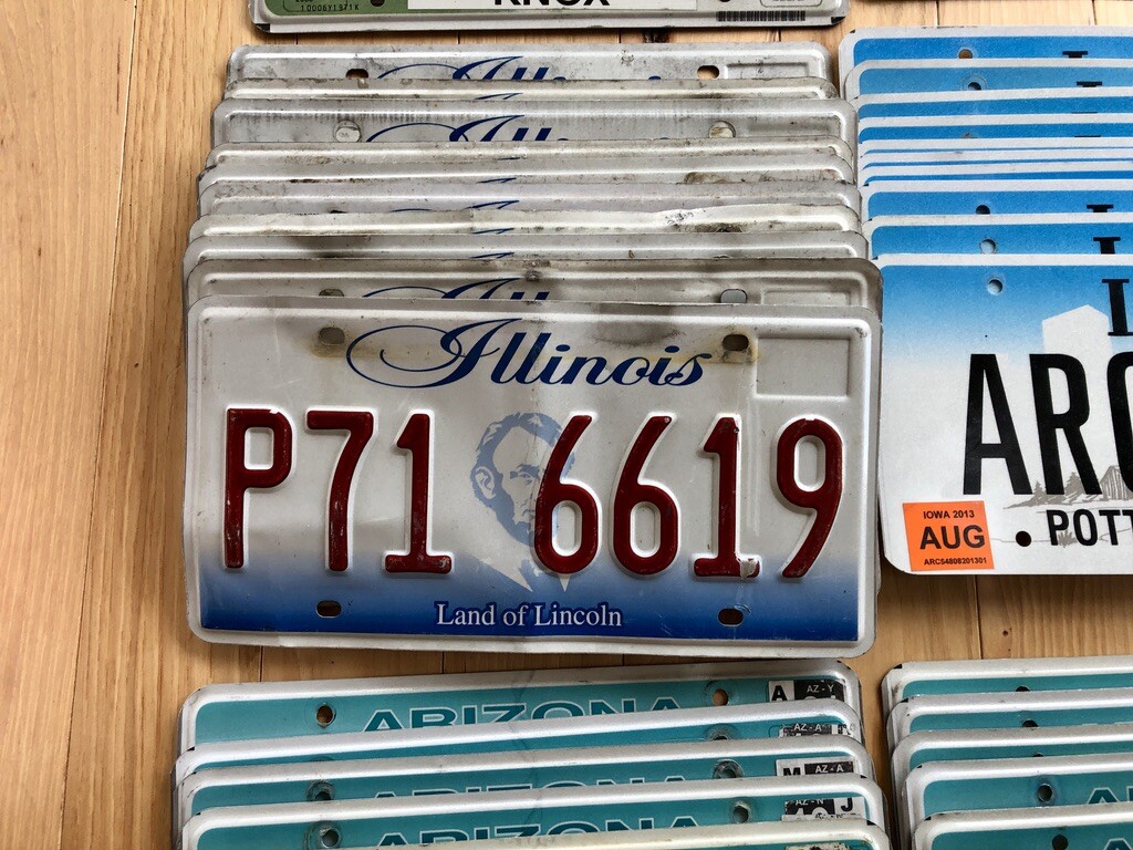 100 License Plates- 10 of Each State in Craft Condition