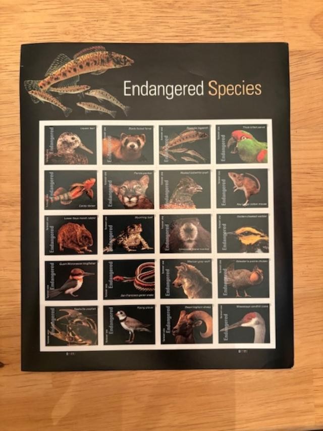 SHEET OF 20 ENDANGERED SPECIES STAMPS