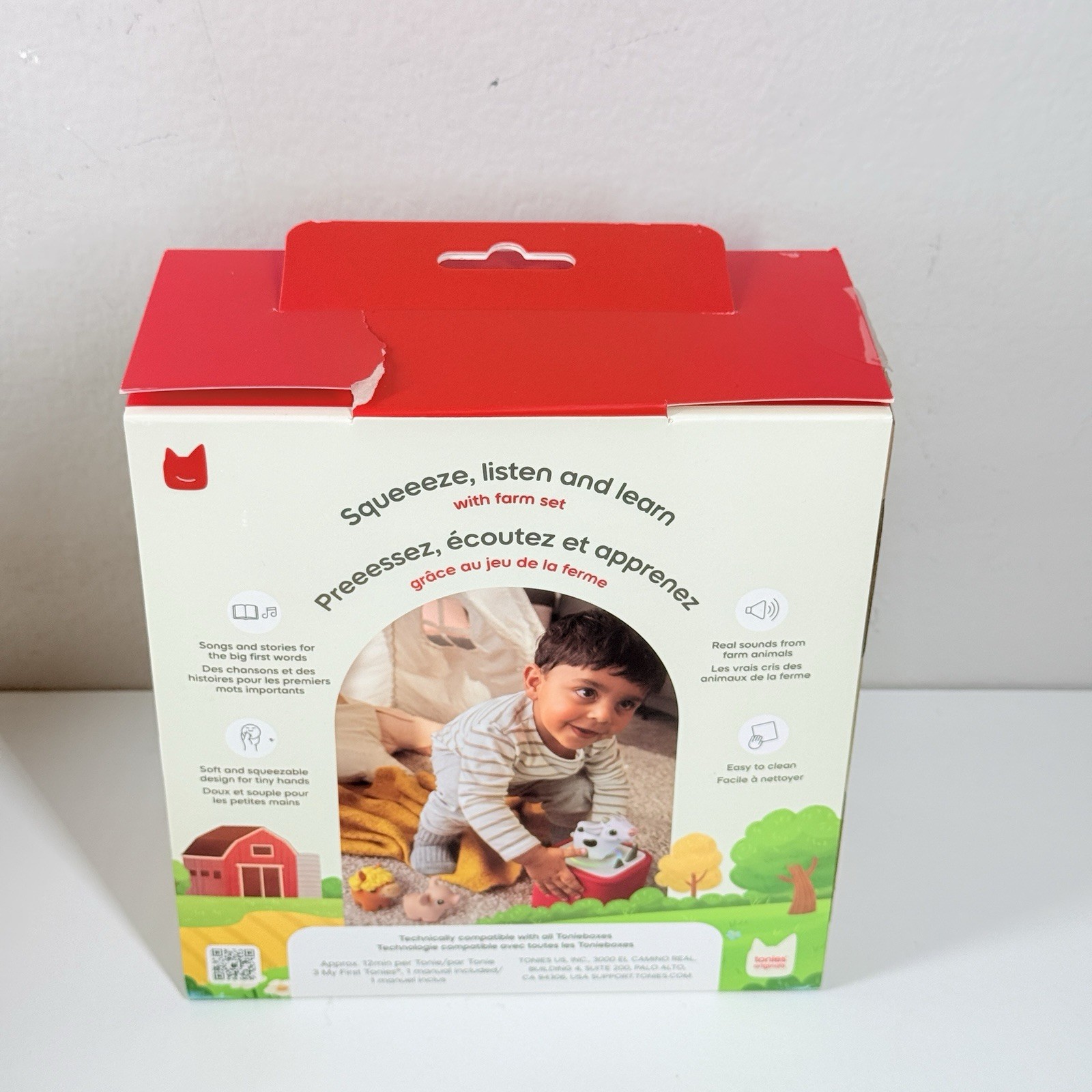 Tonies Toniebox 2 Red Bundle with Farm Animal Tonies Pig, Cow, Horse Open Box