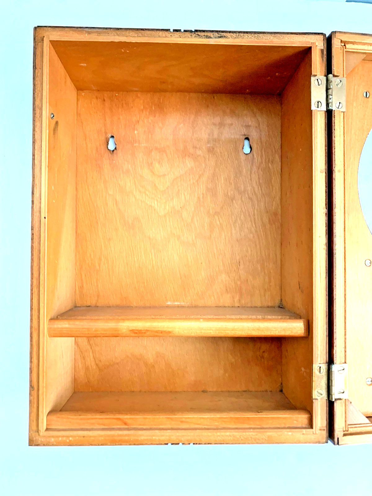 1930s Art Deco Barber Shop Cabinet Circle Glass Birdseye Maple Burton Chicago