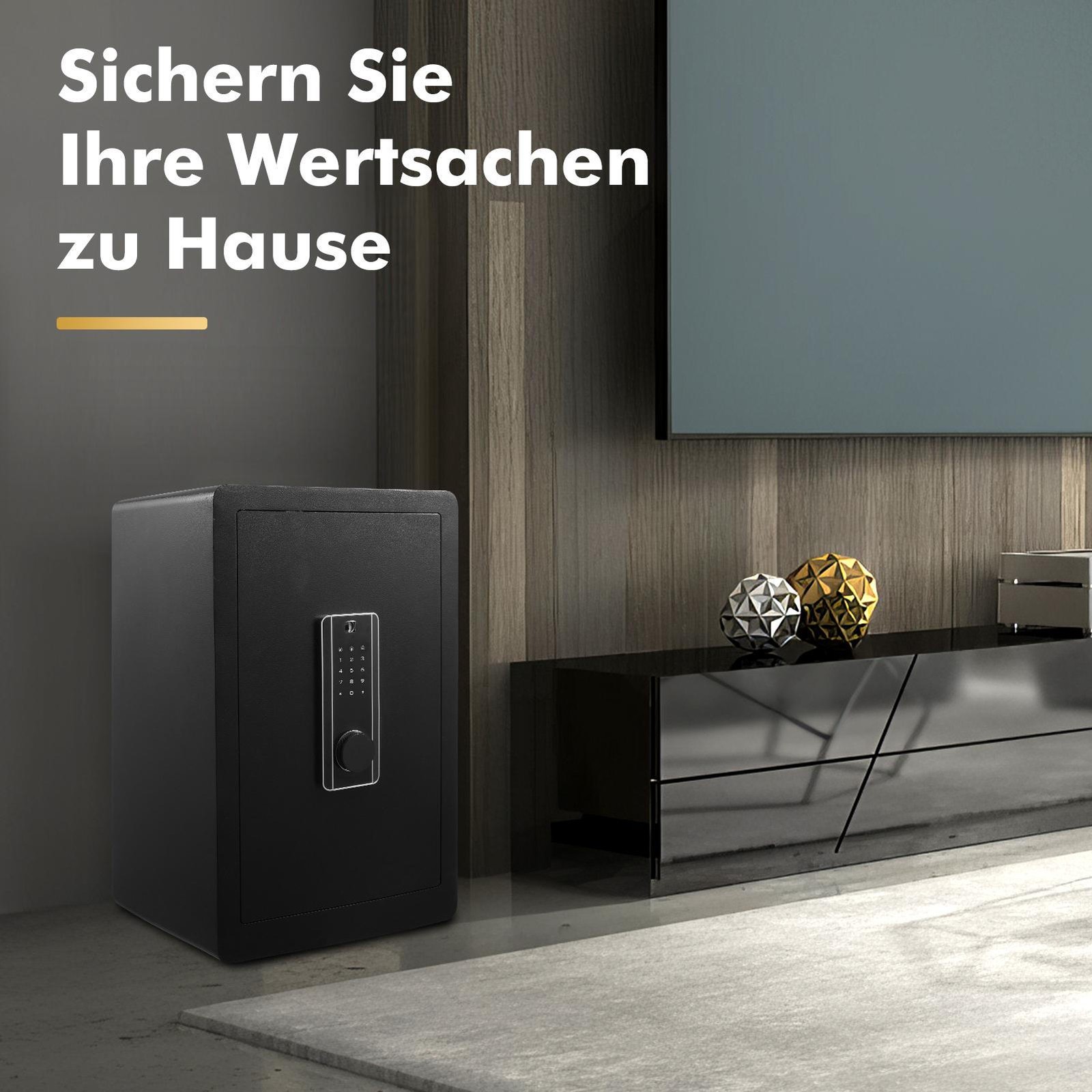 Double Door 4.2 cu.ft Safe Box with Key Lock Password Cabinet Black