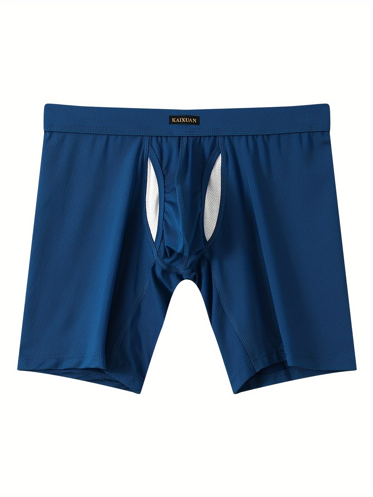 Men's Breathable Mesh Boxer Briefs with Anti-Roll Pouch & Elastic Waistband