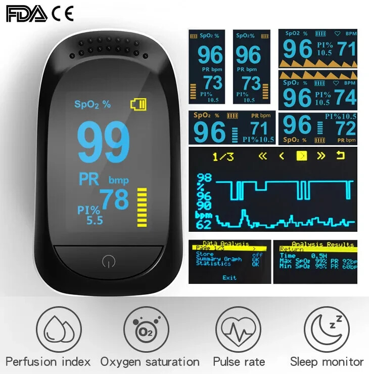 OLED Finger Pulse Oximeter Heart Rate Spo2 Monitor Blood Oxygen Meter Sensor