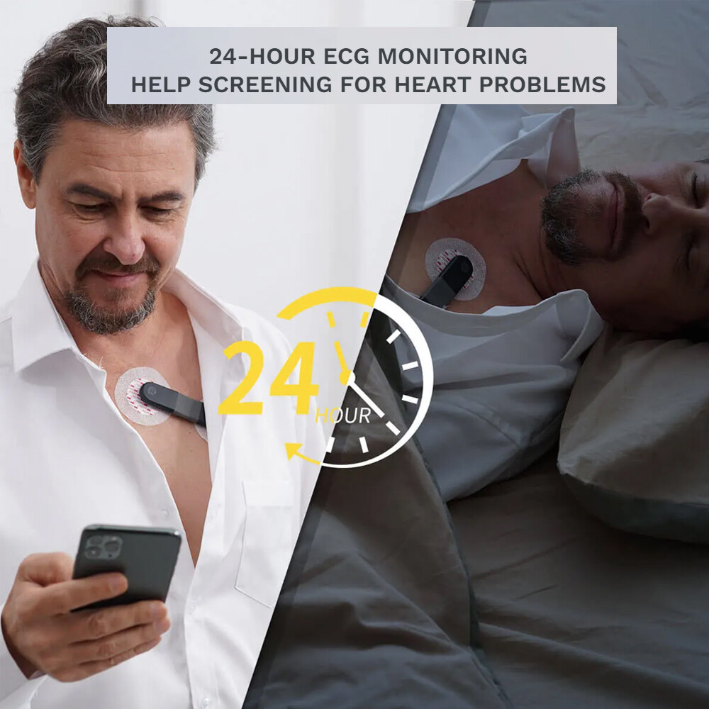 24 hours ECG/EKG Holter Monitor System with AI analysis Detects Afib PC Software