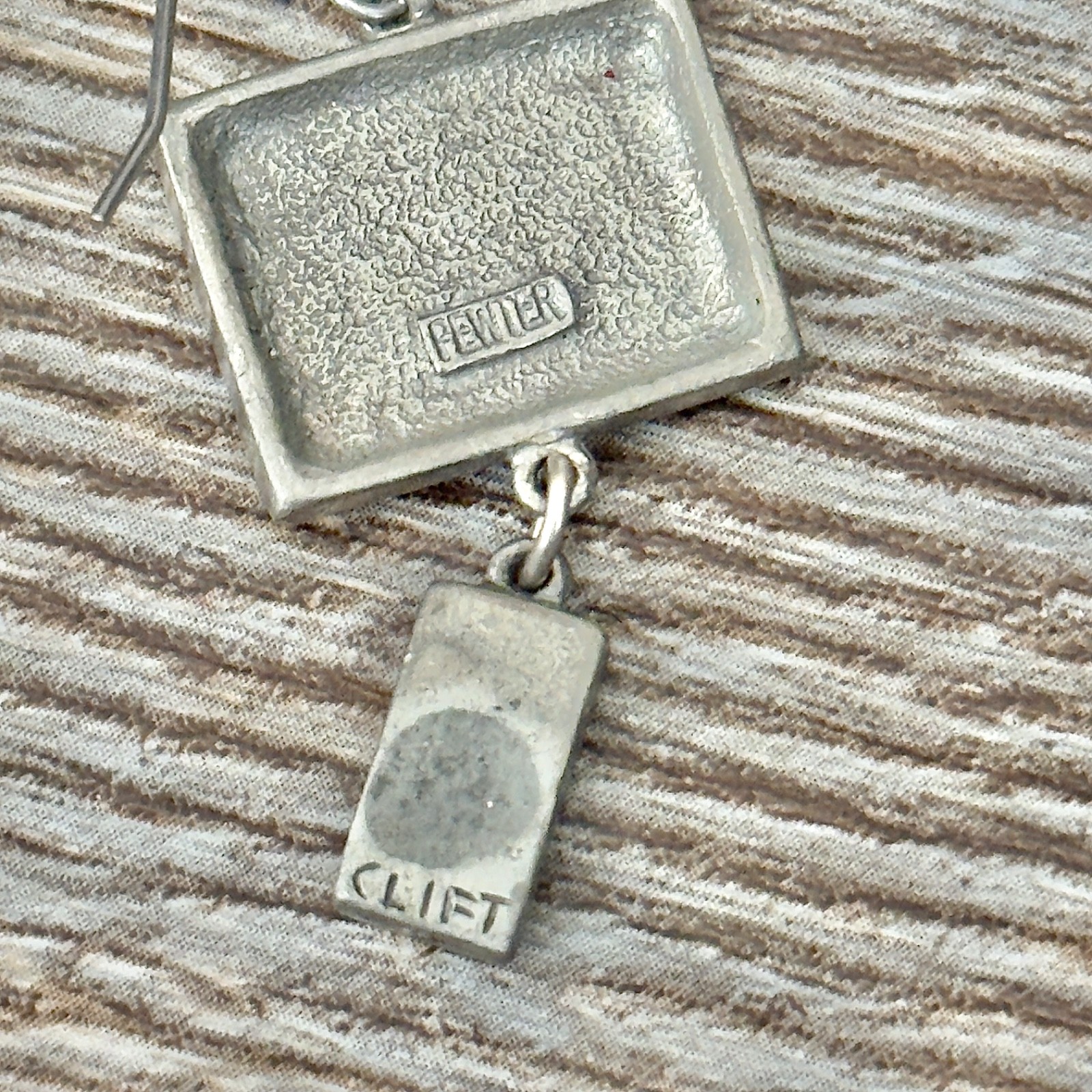Vintage Jim Clift Dangle Earrings TV Television & Remote Pewter