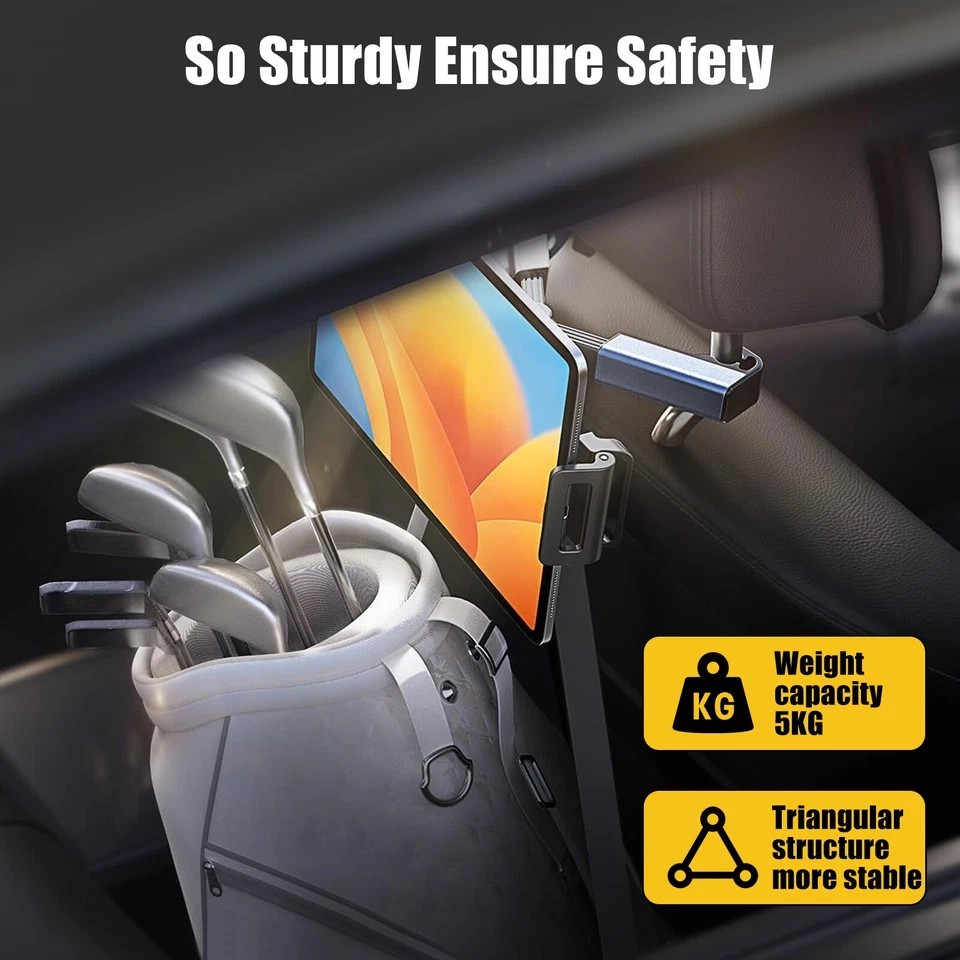 360° For iPad Phone Samsung 4.7-12.9" Car Back Seat Headrest Mount Tablet Holder