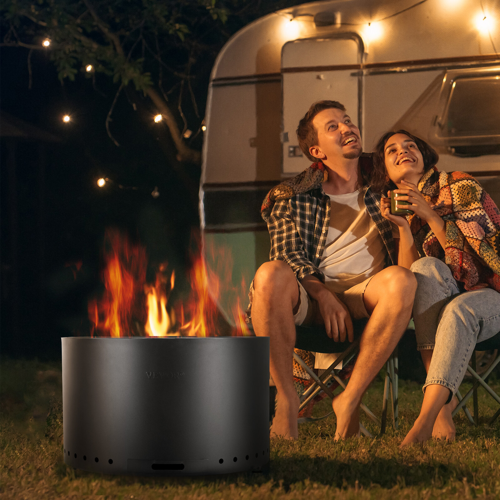 VEVOR 28" Dia Smokeless Fire Pit Stove Bonfire Wood Burning Stainless Steel