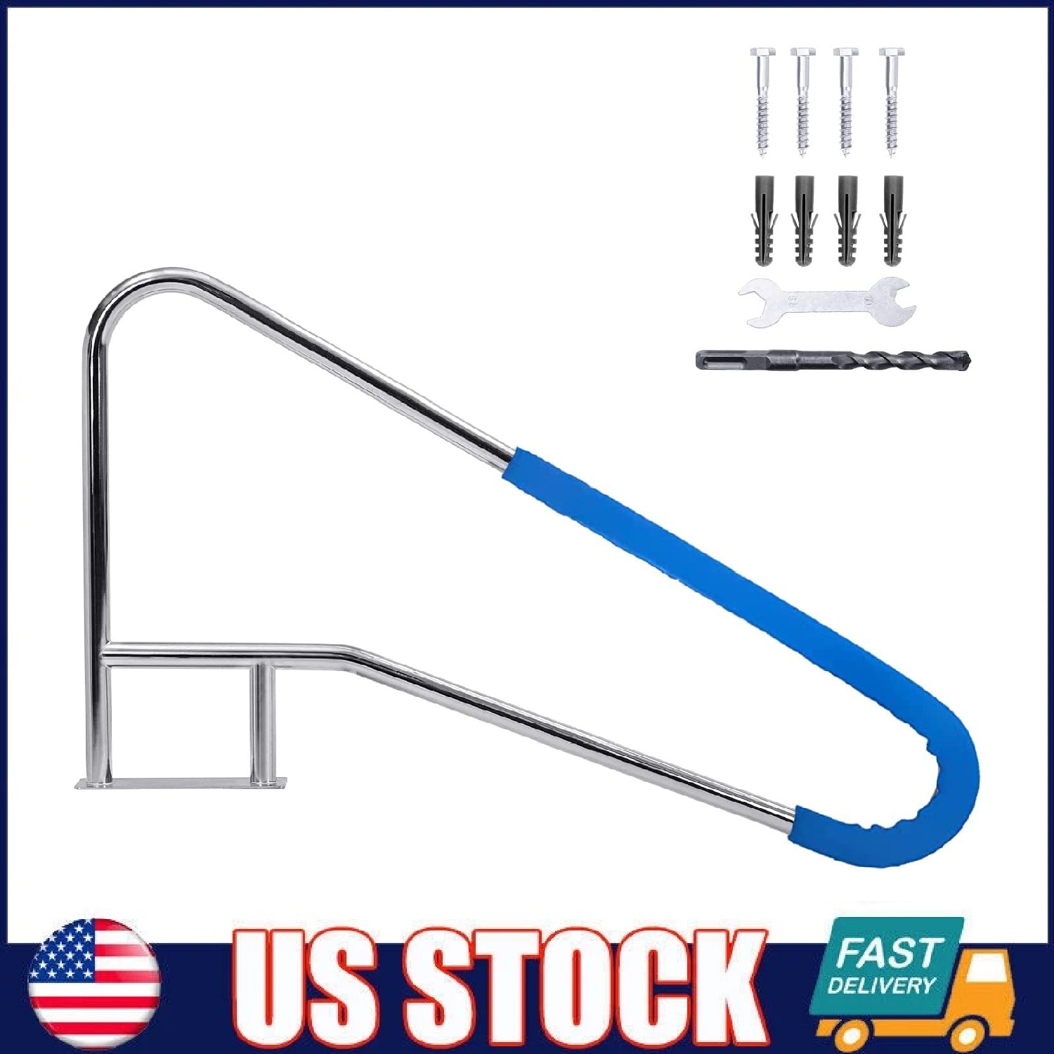 55"x32" Stainless Steel Pool Handrail ,Swimming Pool Rail Step Stair Hand Rails