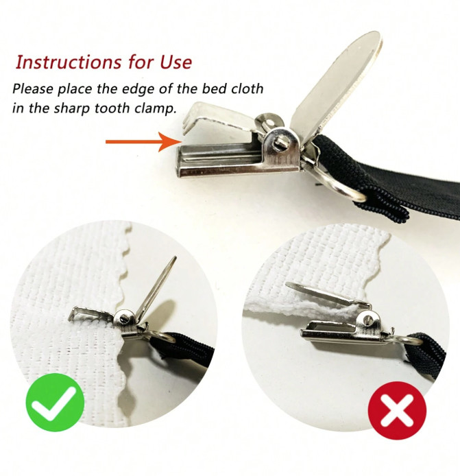 4pcs Adjustable Bed Sheet Fasteners - Metal Sofa & Quilt Clip Set - NEW