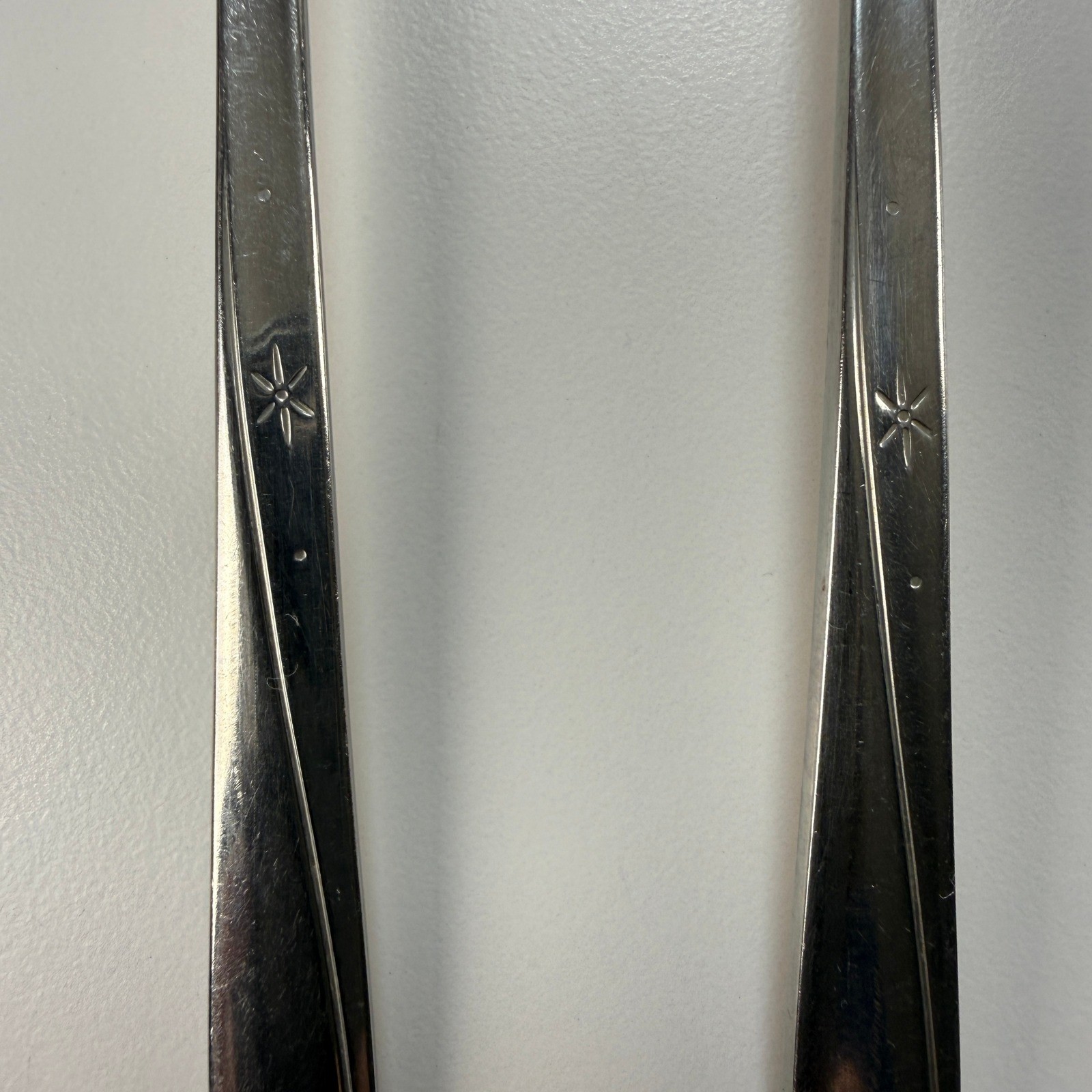 4 Iced Tea Spoons Oneida Community Twin Star Atomic Starburst MCM Stainless 7.5"