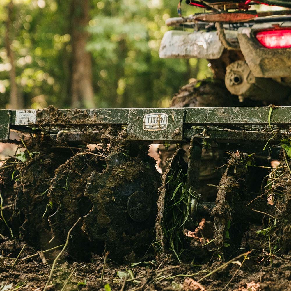 Titan Attachments 4 FT Tow-Behind Notched Disc Harrow Plow Attachment, 2" Hitch