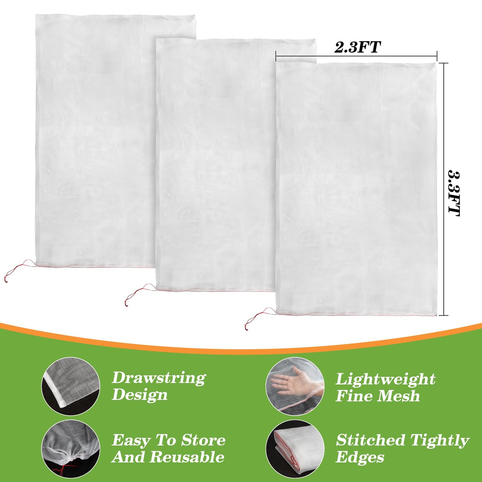 Bird Netting for Garden Protection – 3 Pack 2.3 x 3.3 FT Blueberry Bush Netti...