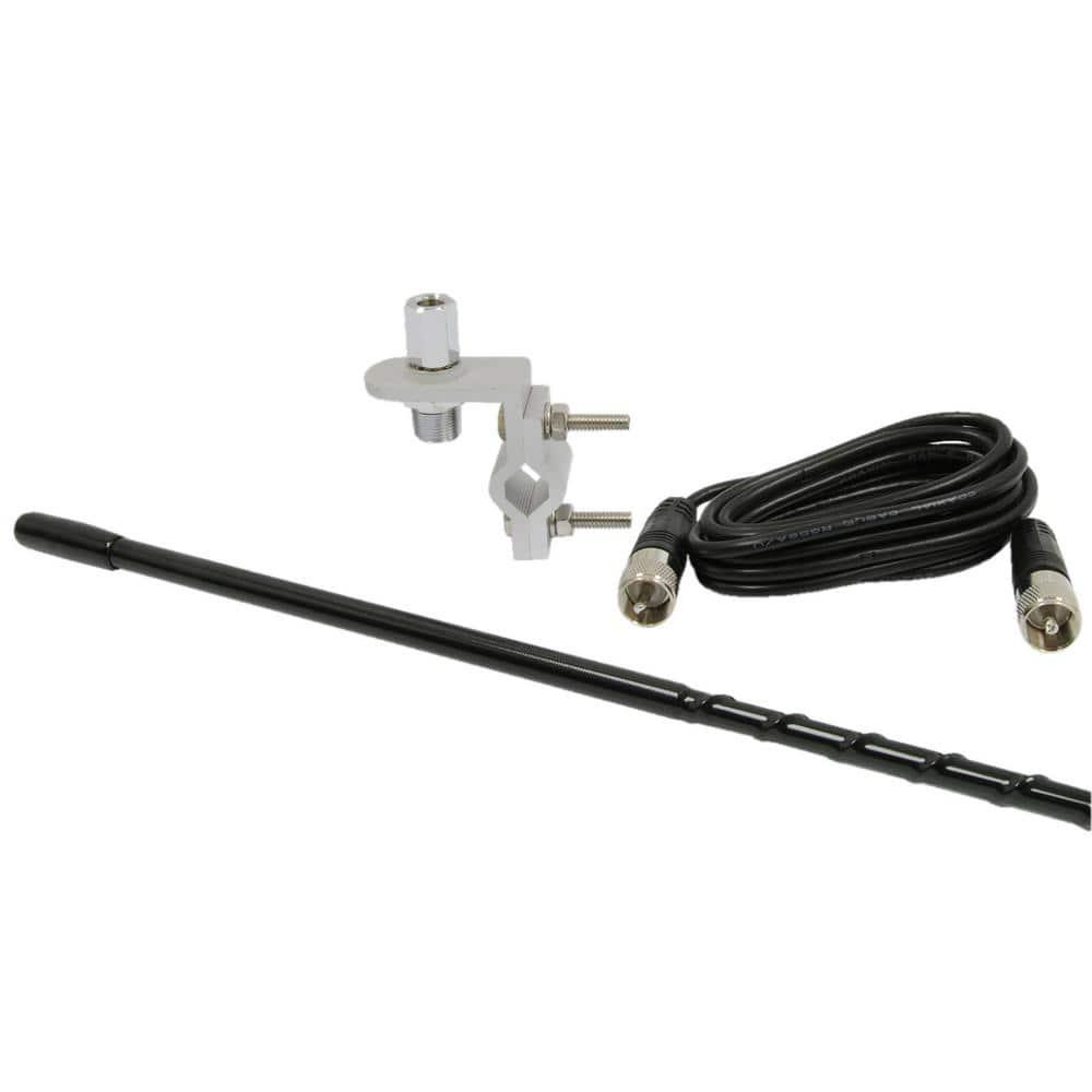 Mirror Mount Fiberglass CB Antenna Kit in Black, 3 Ft.
