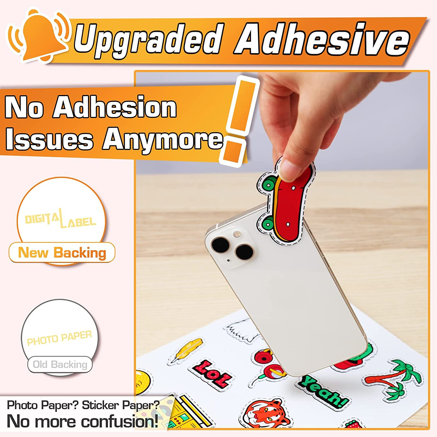 Koala Glossy Sticker Paper for Inkjet, Adhesive Photo Paper 8.5x11 100 Sheets