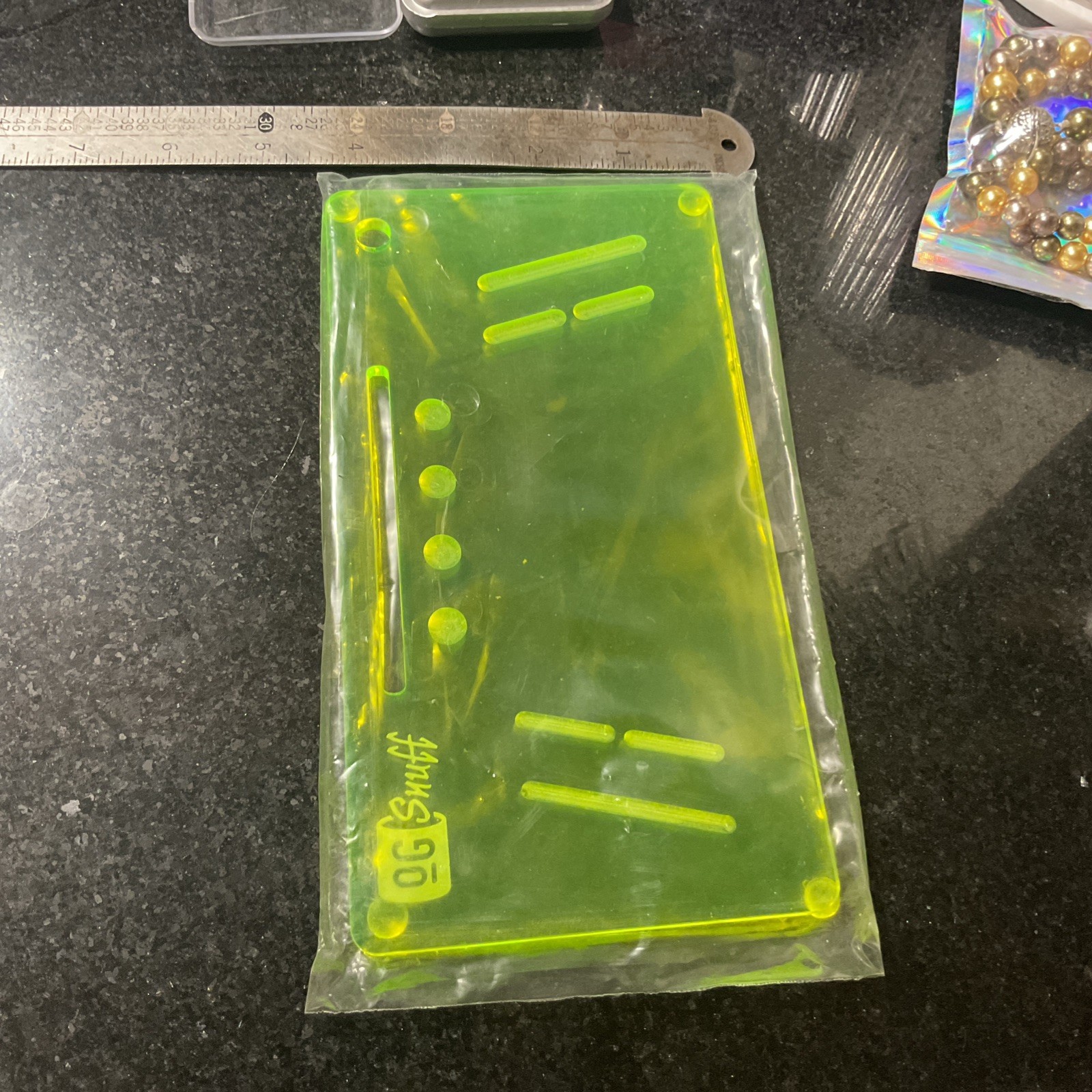 OG SNUFF Board V2 Acrylic Neon Green (UV) Translucent Snuff Tray Authentic 8x4”